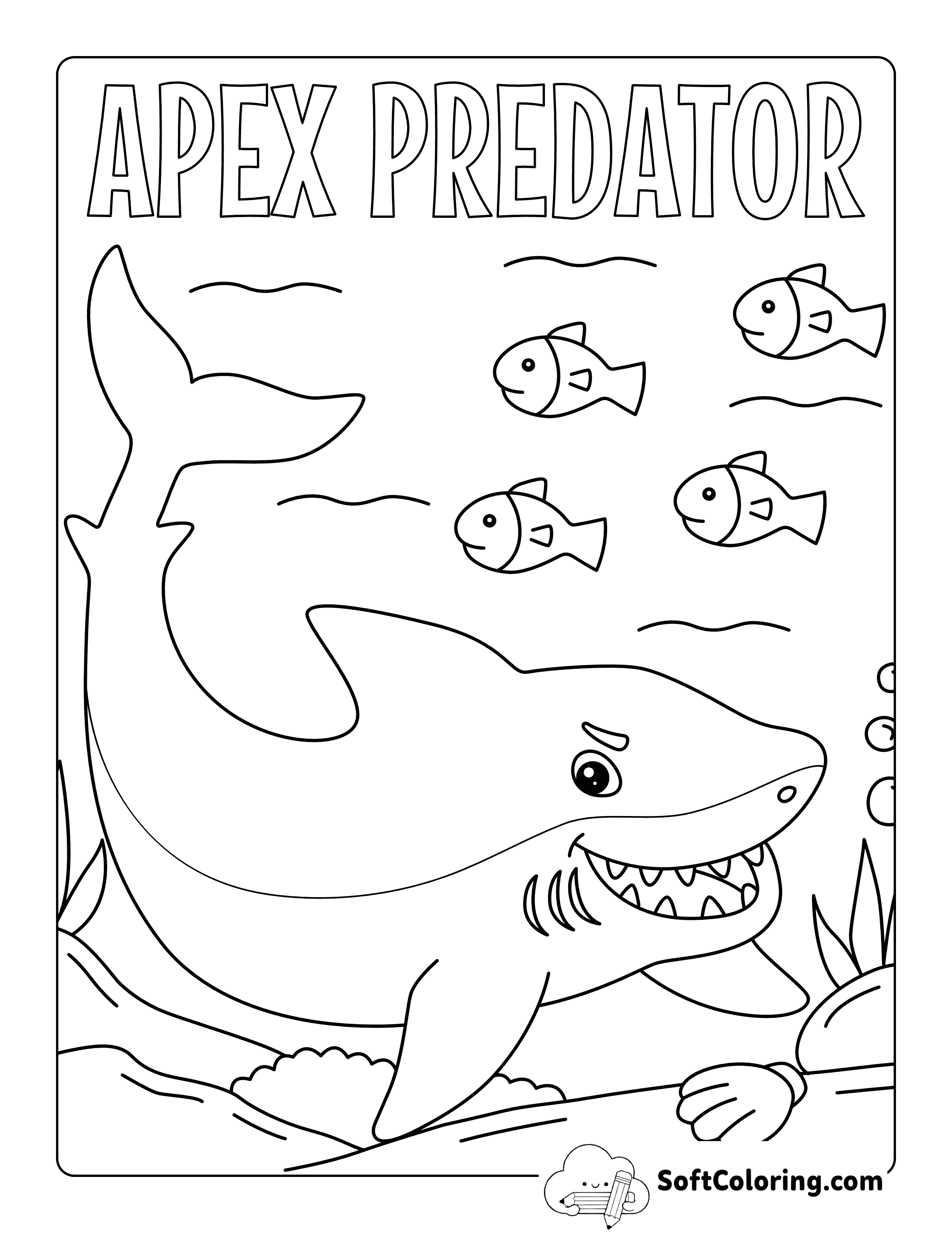 "Apex Predator" Shark Coloring Page for Kids