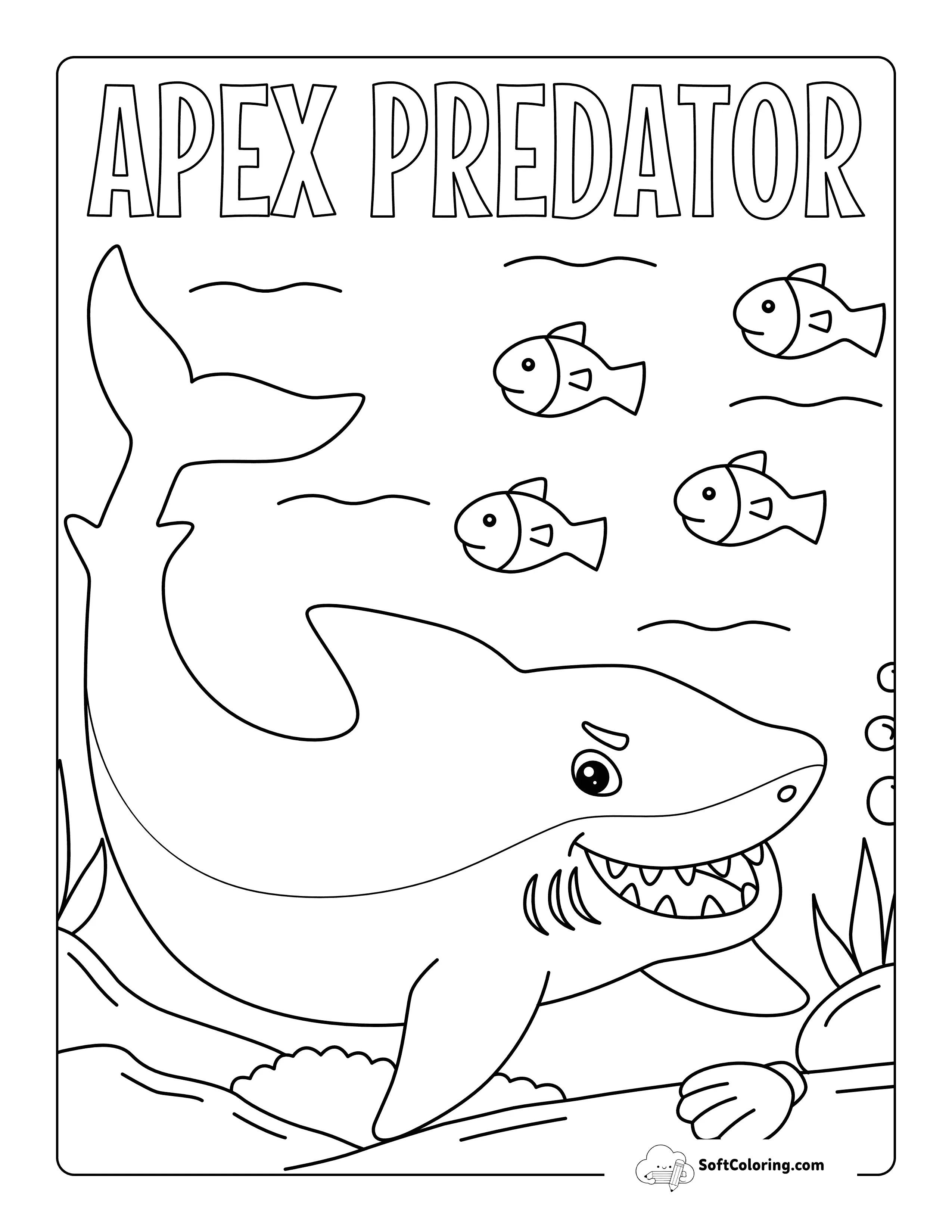 "Apex Predator" Shark Coloring Page For Kids