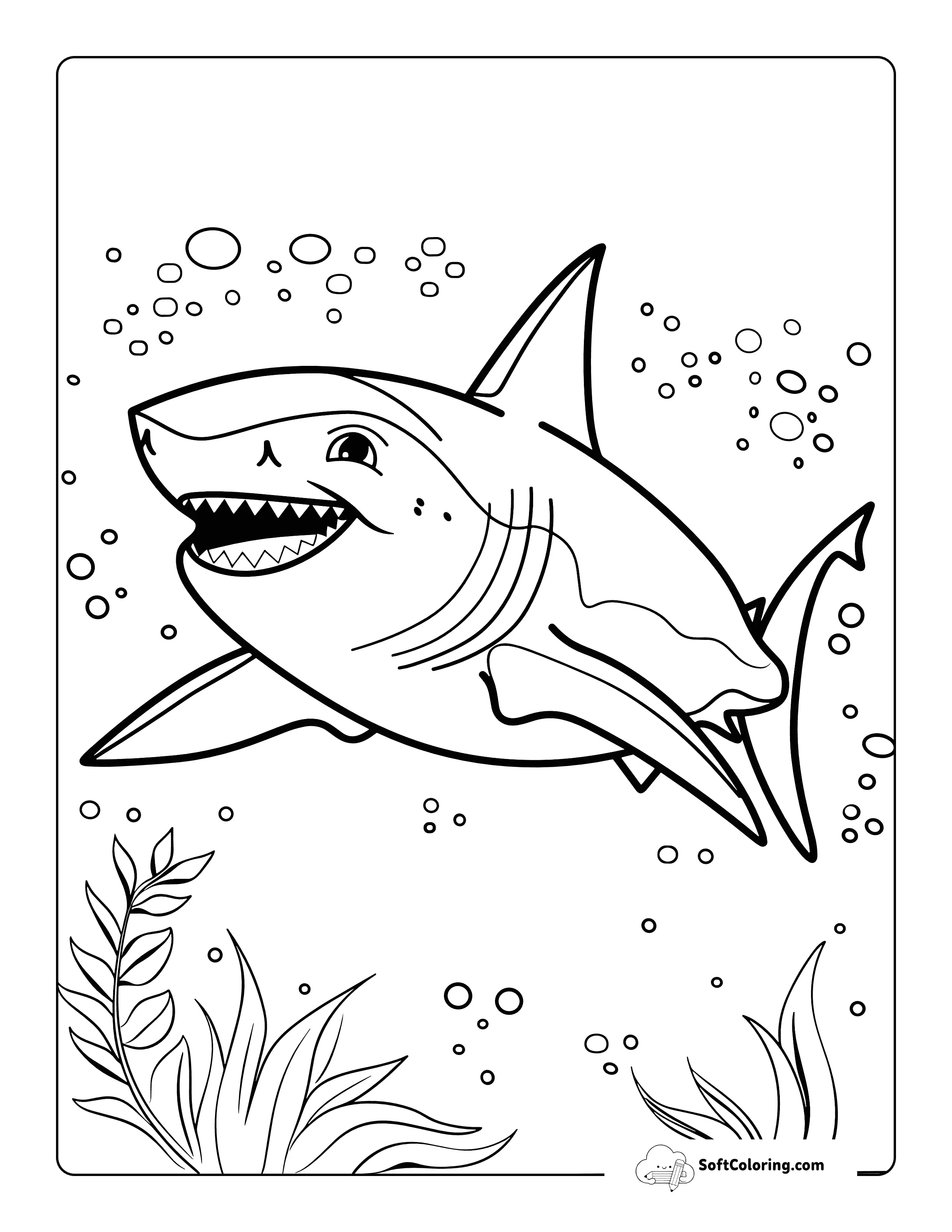 Shark - Sea Animal Coloring Page For Kids