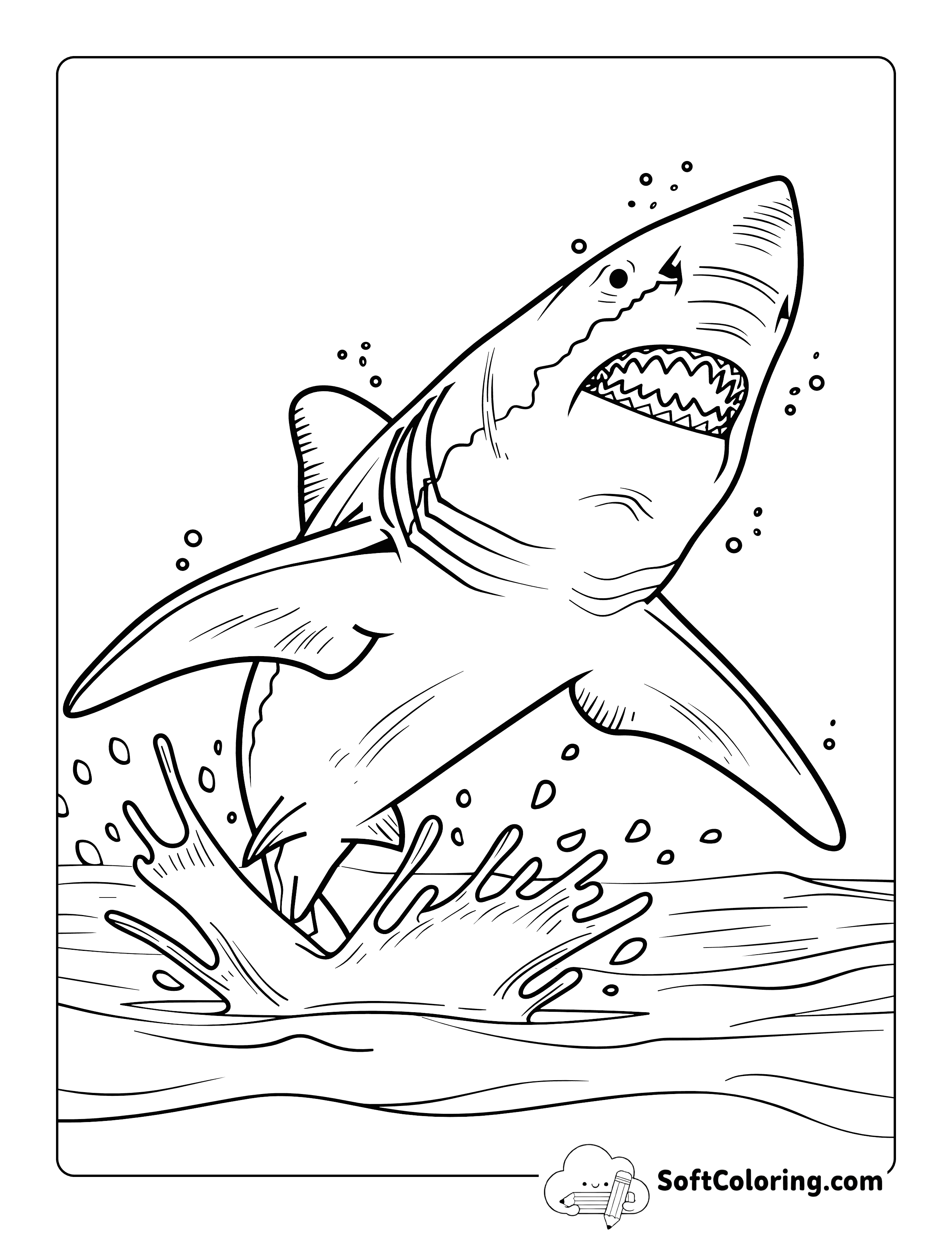 Detailed Great White Shark Coloring Printable
