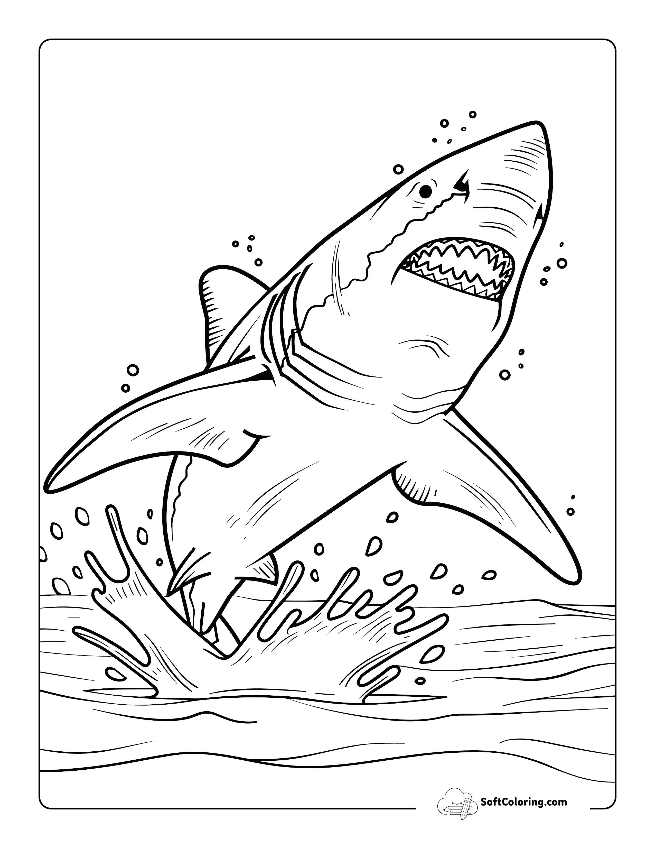 Detailed Great White Shark Coloring Printable