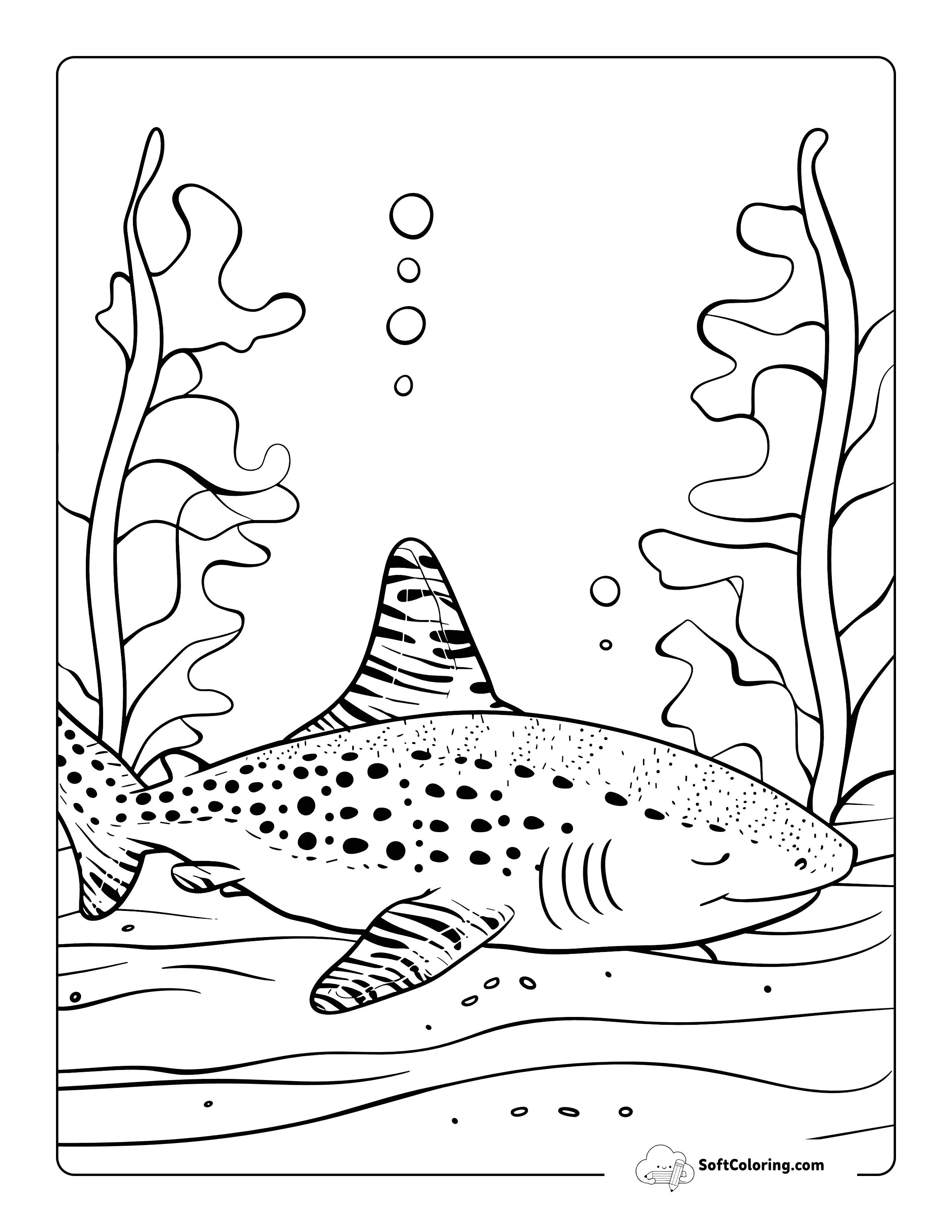 Kawaii Zebra Shark Coloring Page