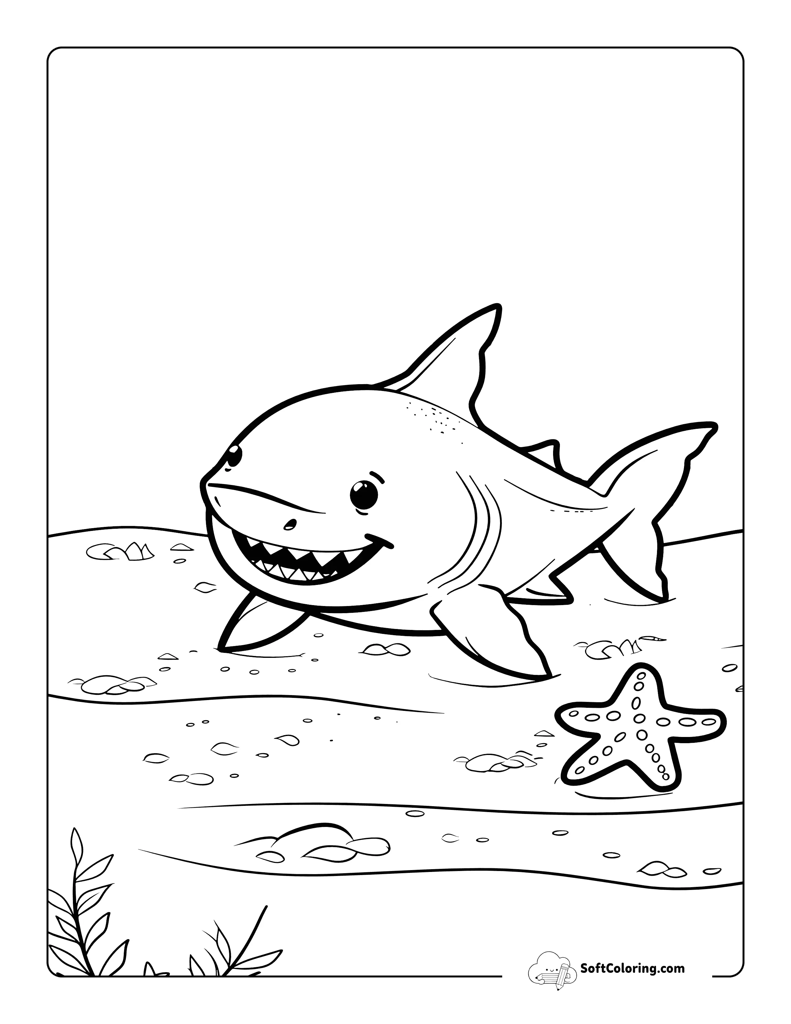 Cute Lemon Shark Coloring Sheet For Kids