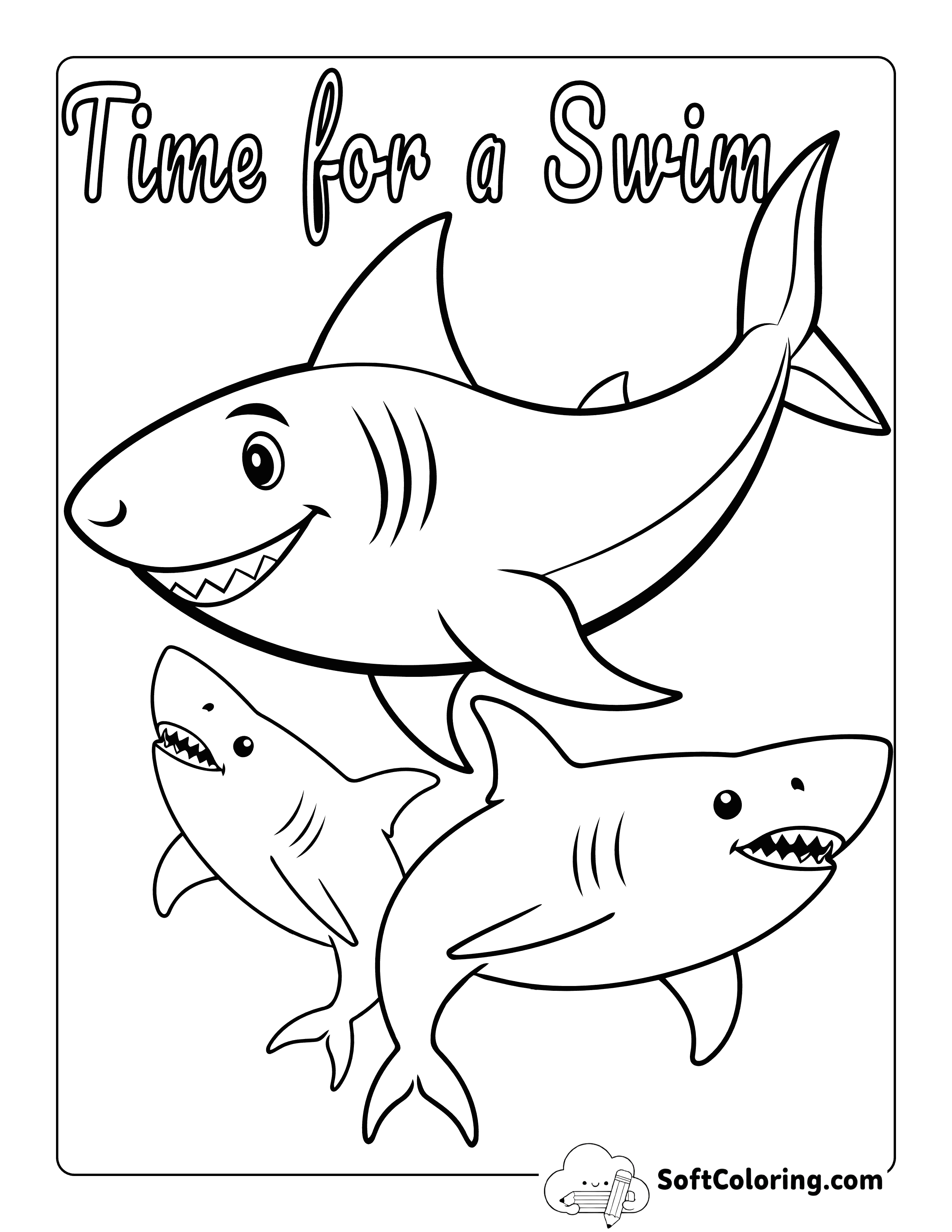 *NEW* Easy Swimming with Baby Shark Coloring Sheet for Preschoolers