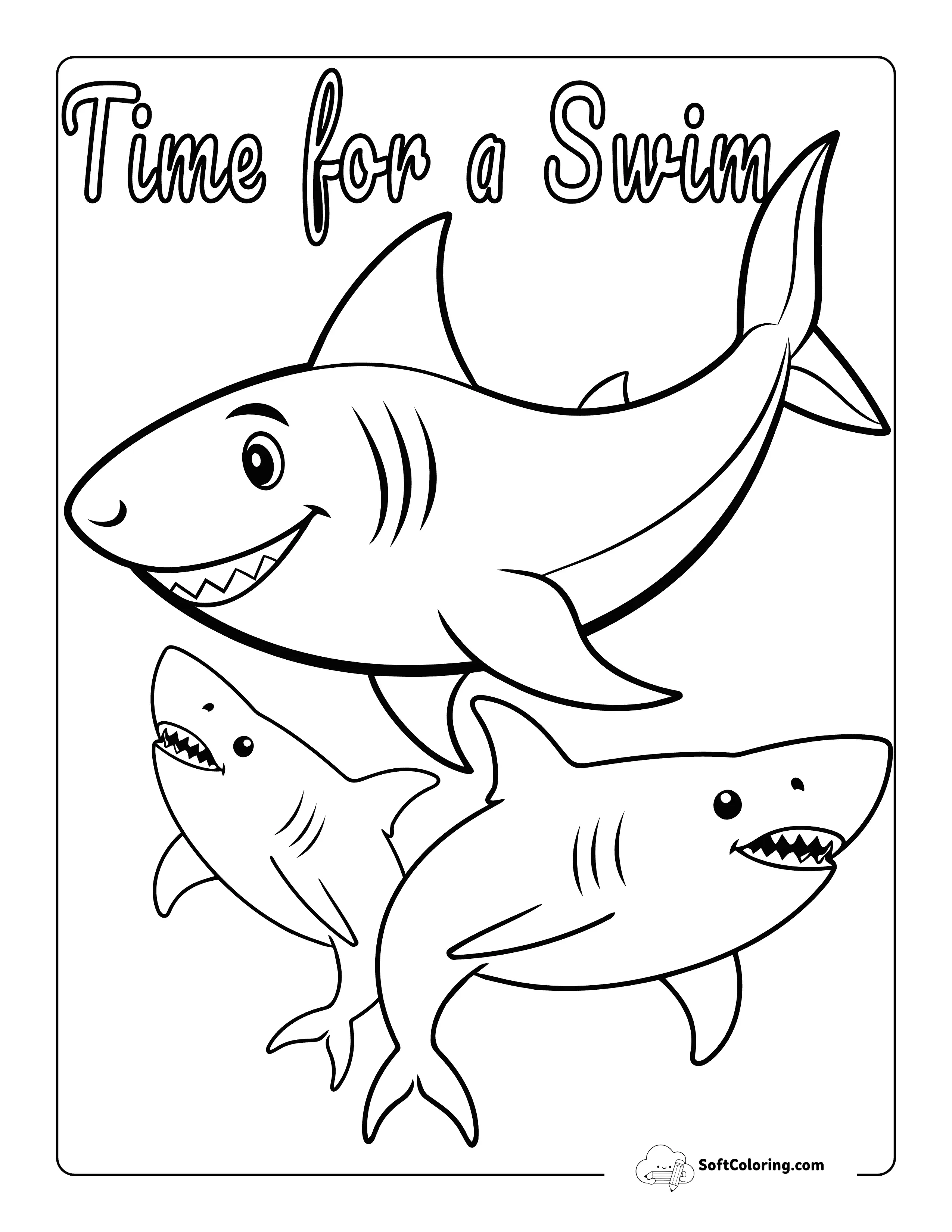 *New* Easy Swimming With Baby Shark Coloring Sheet For Preschoolers