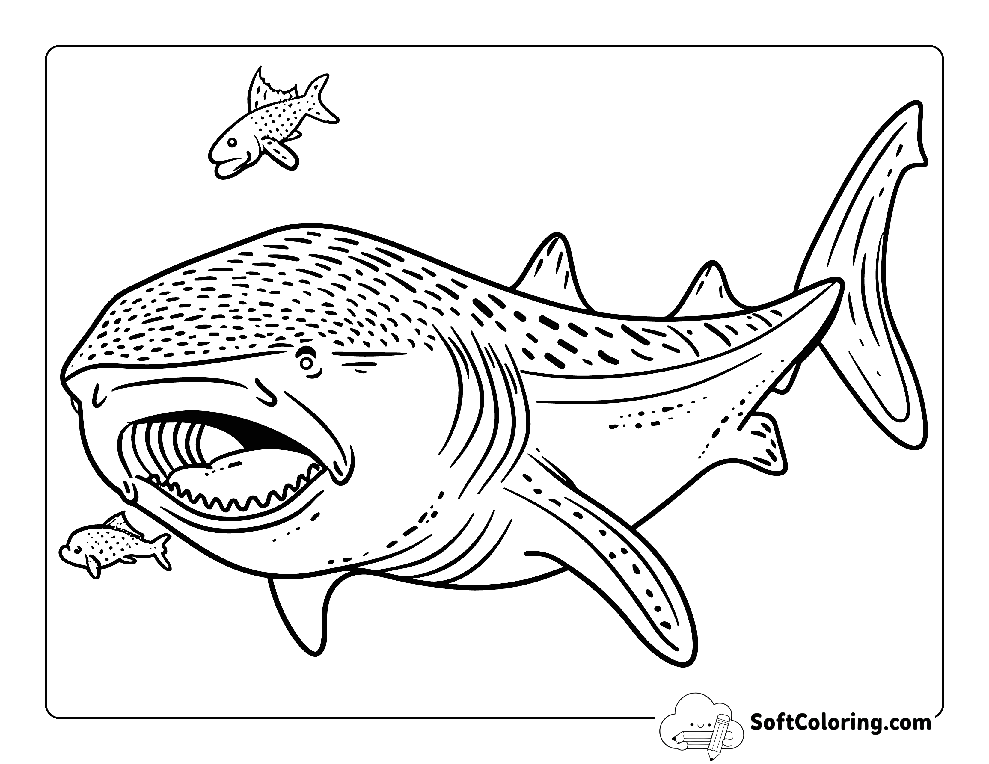 Realistic Whale Shark Coloring Page for Teens and Adults