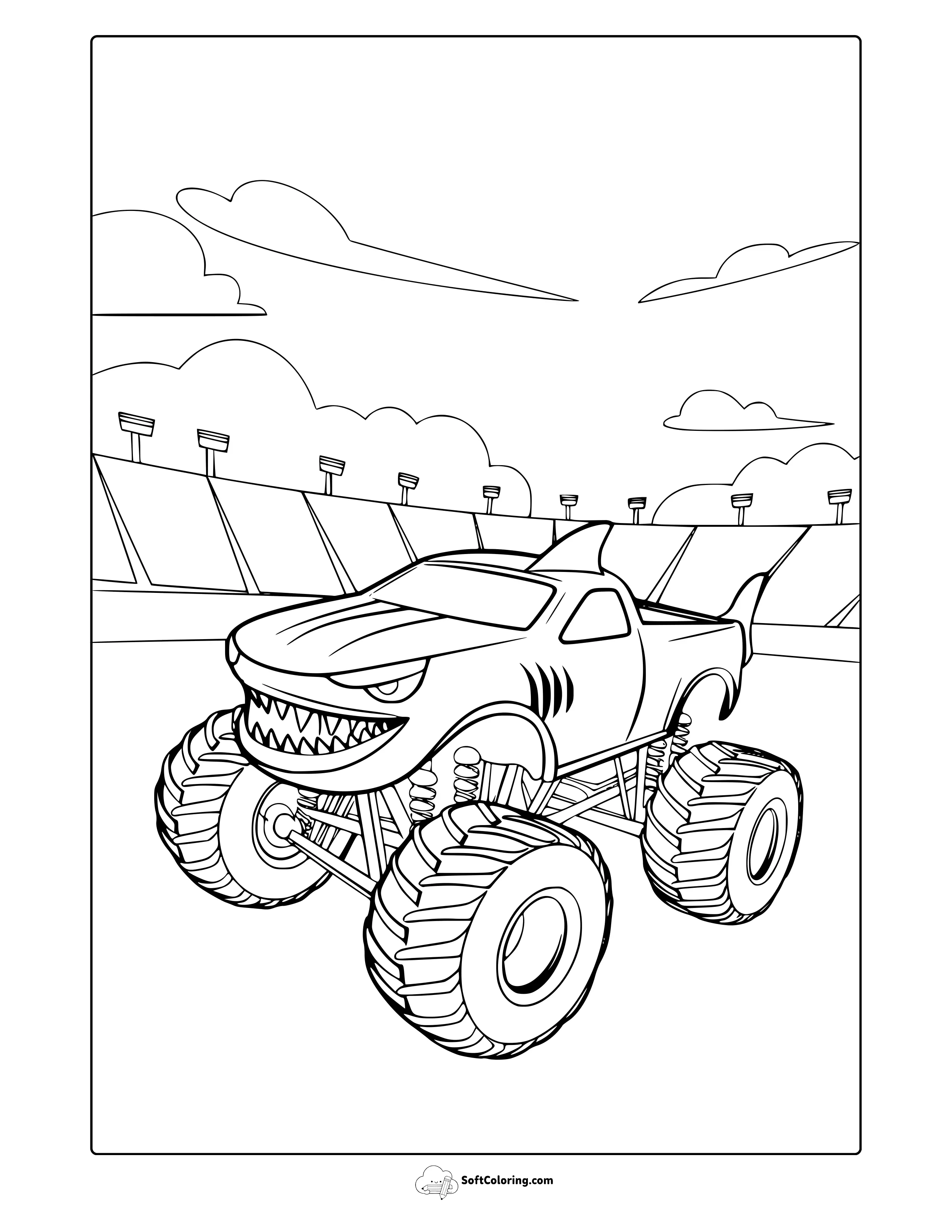 Shark Monster Truck Coloring Page