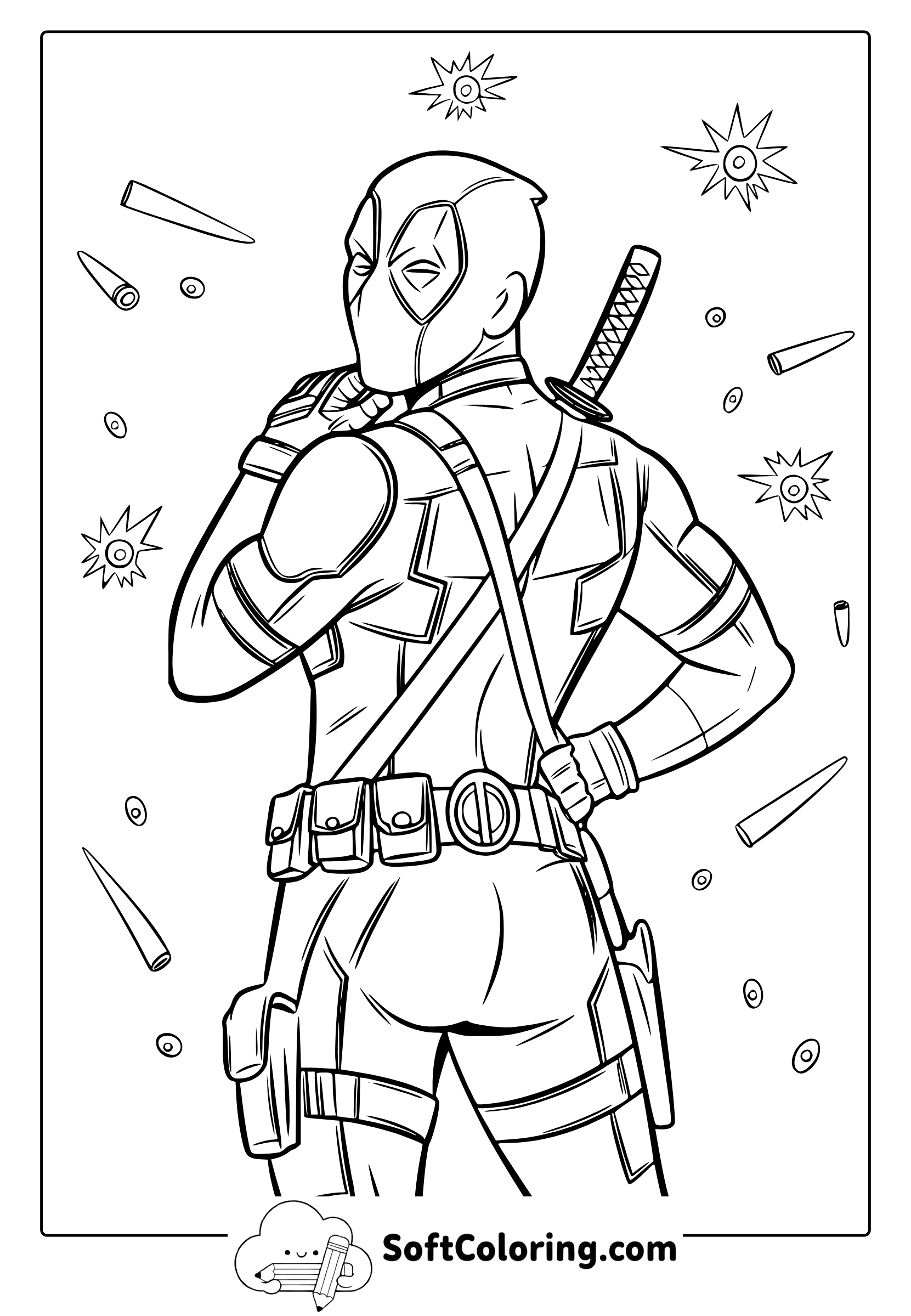 shocked deadpool coloring page