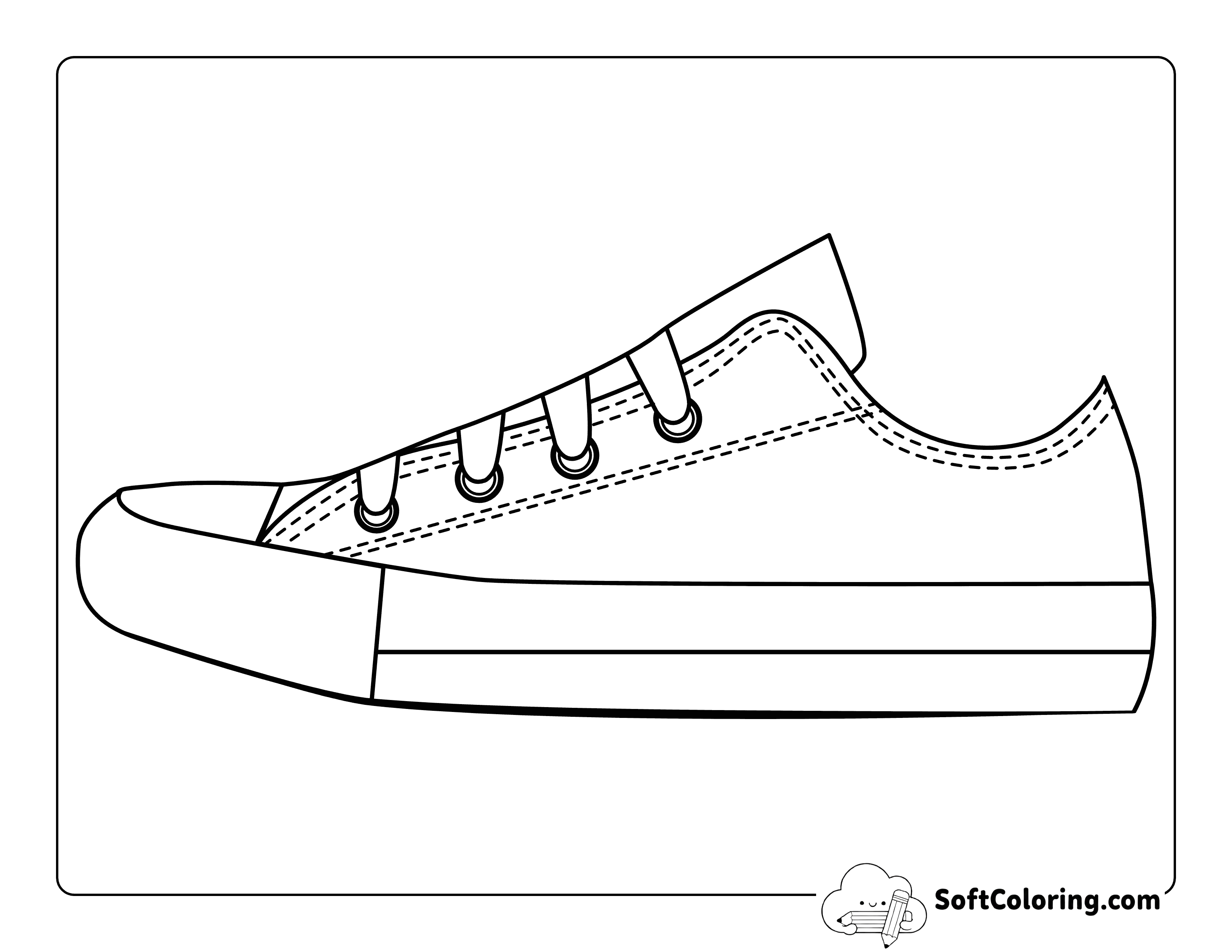 Clean Converse Style Tennis Shoe Coloring Page
