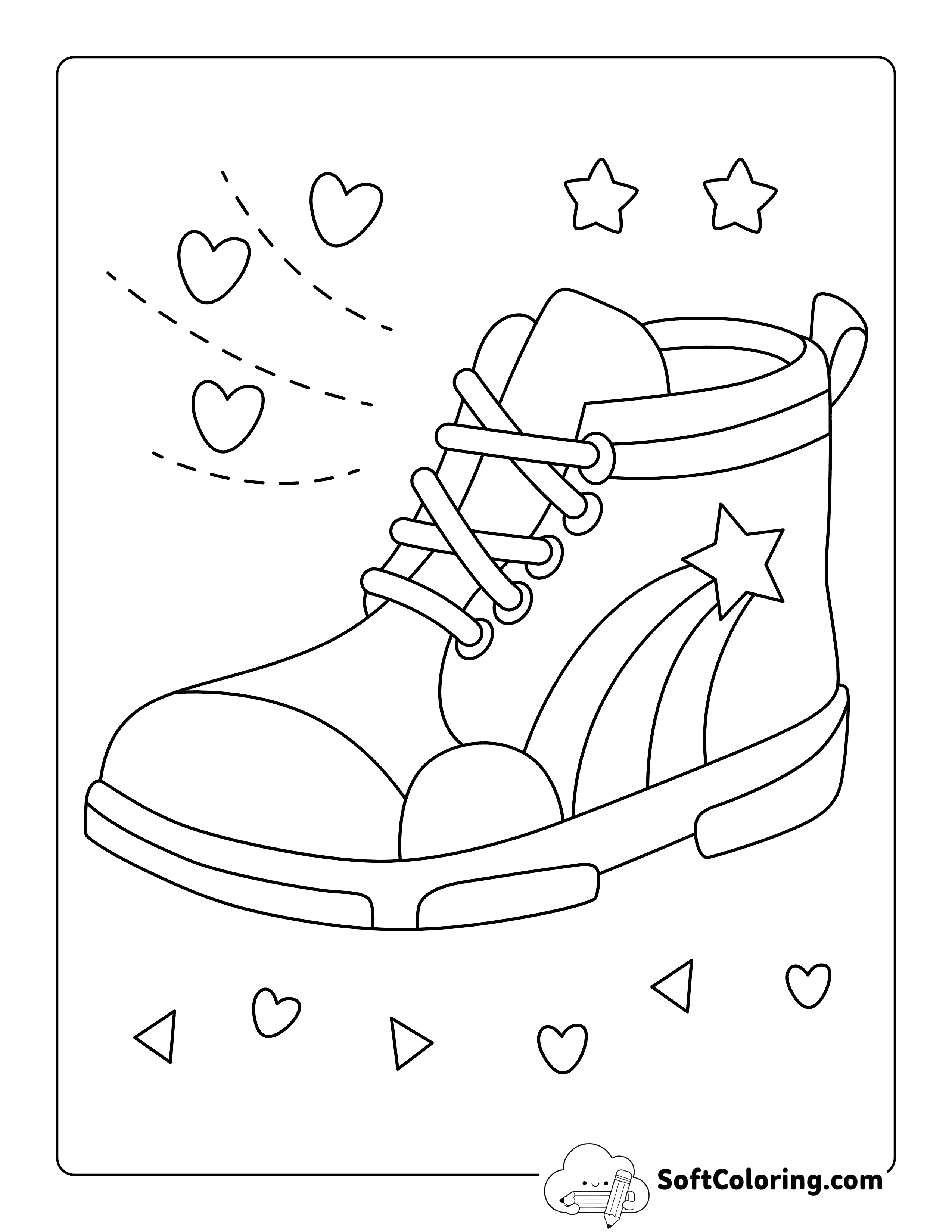 Cute Kids Shoe with Rainbow Coloring Page