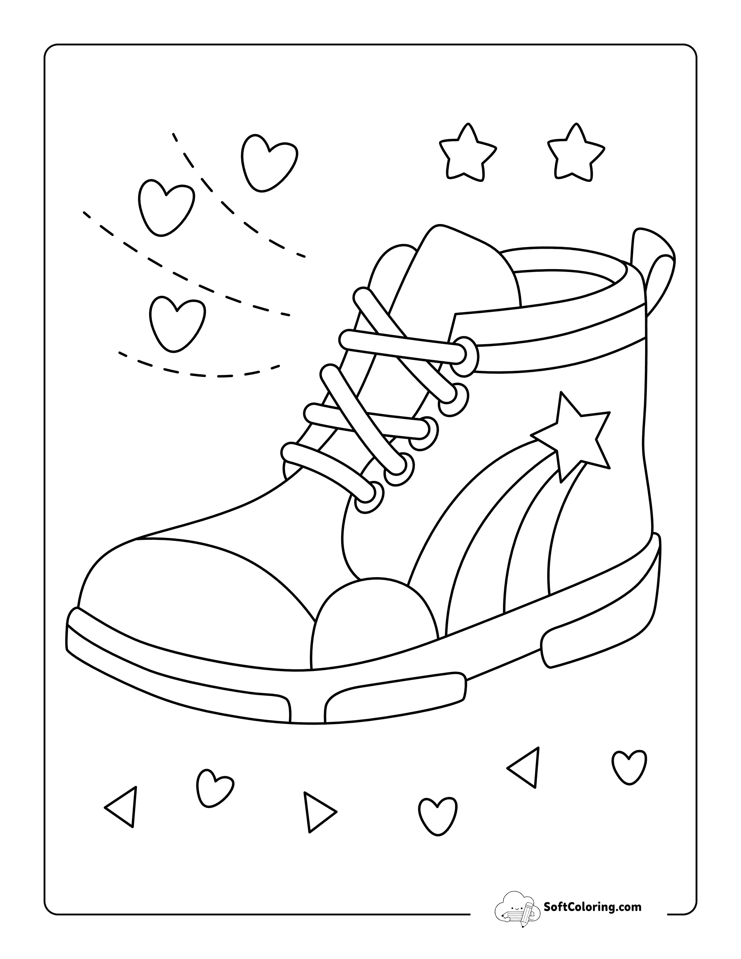 Cute Kids Shoe With Rainbow Coloring Page