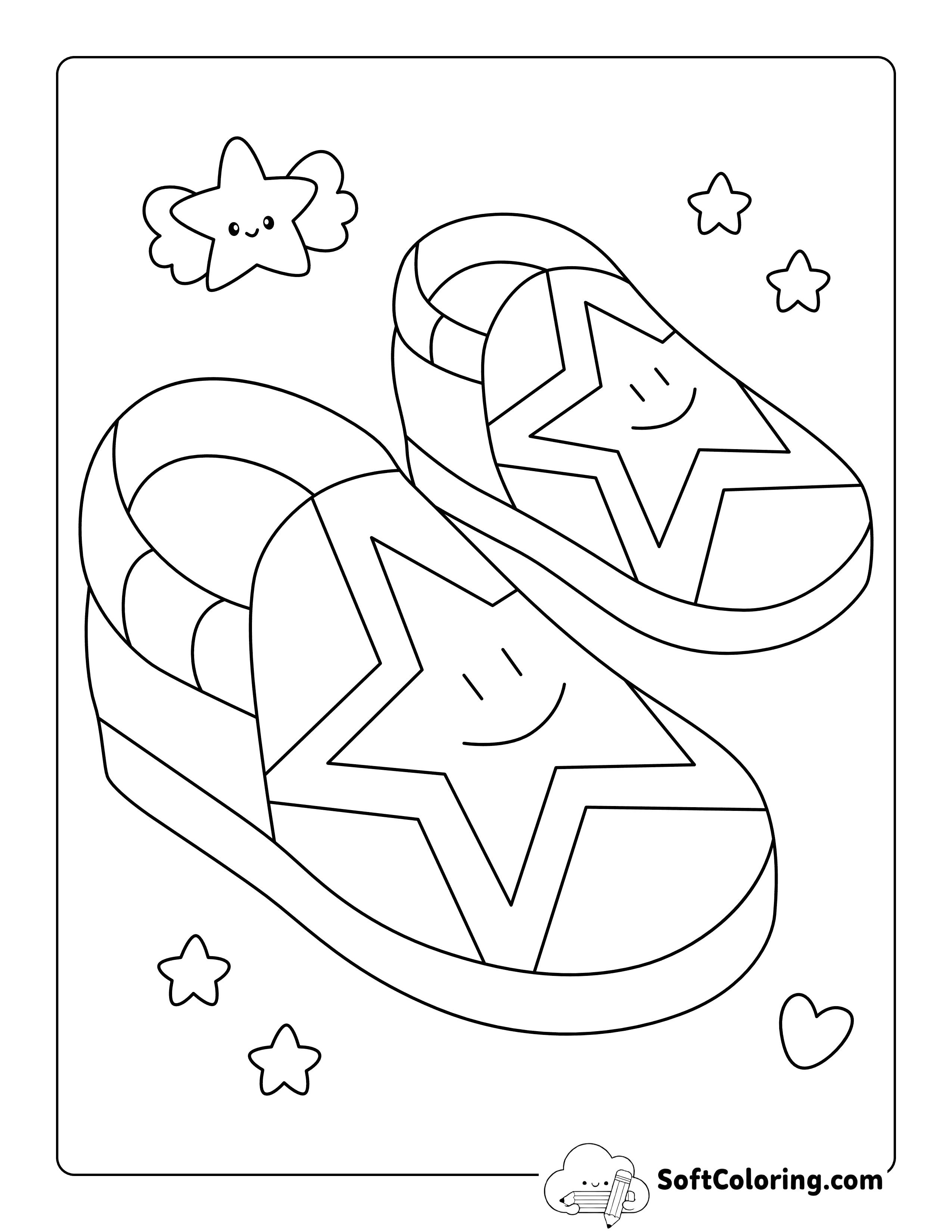 Cute Easy Kids Loafers Shoe Coloring Sheet