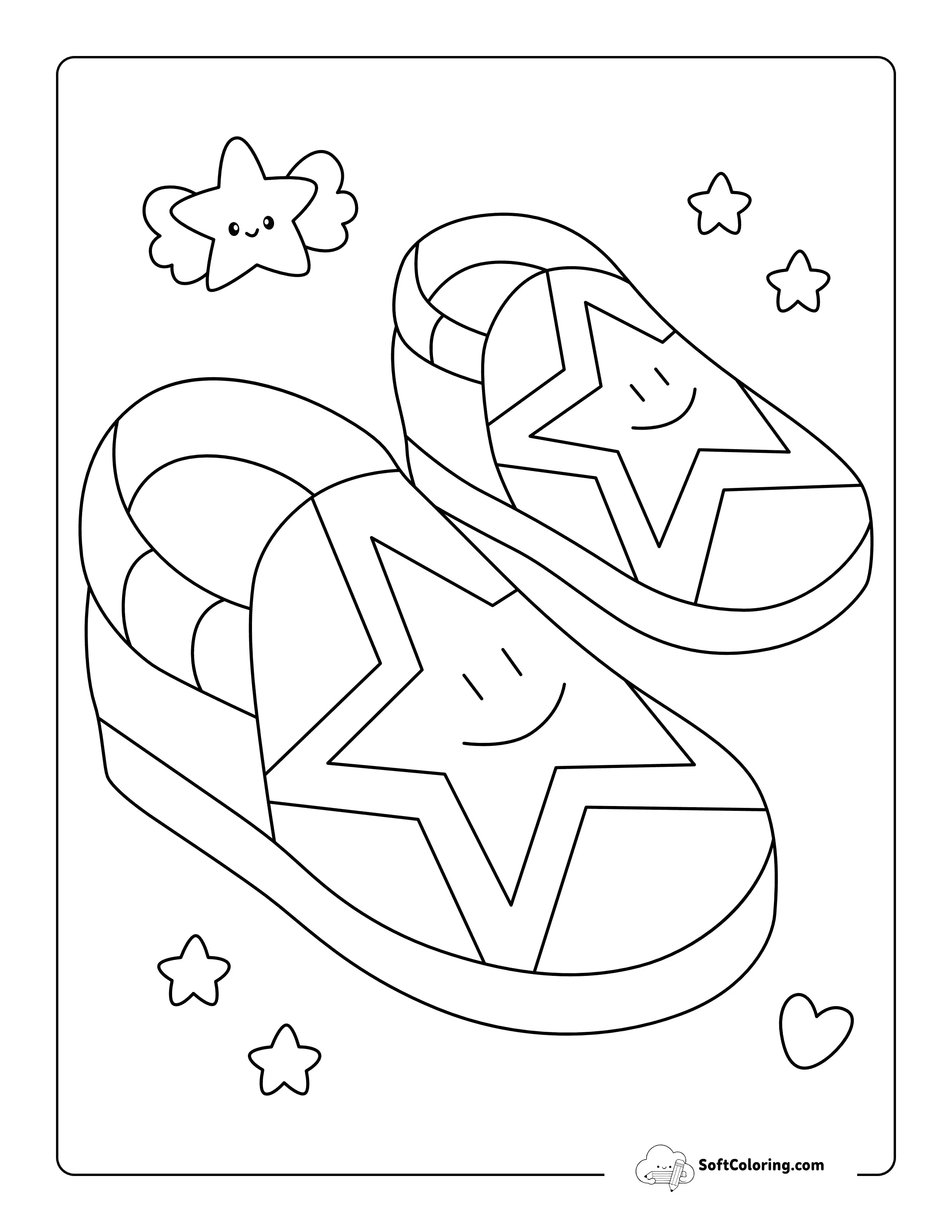 Cute Easy Kids Loafers Shoe Coloring Sheet