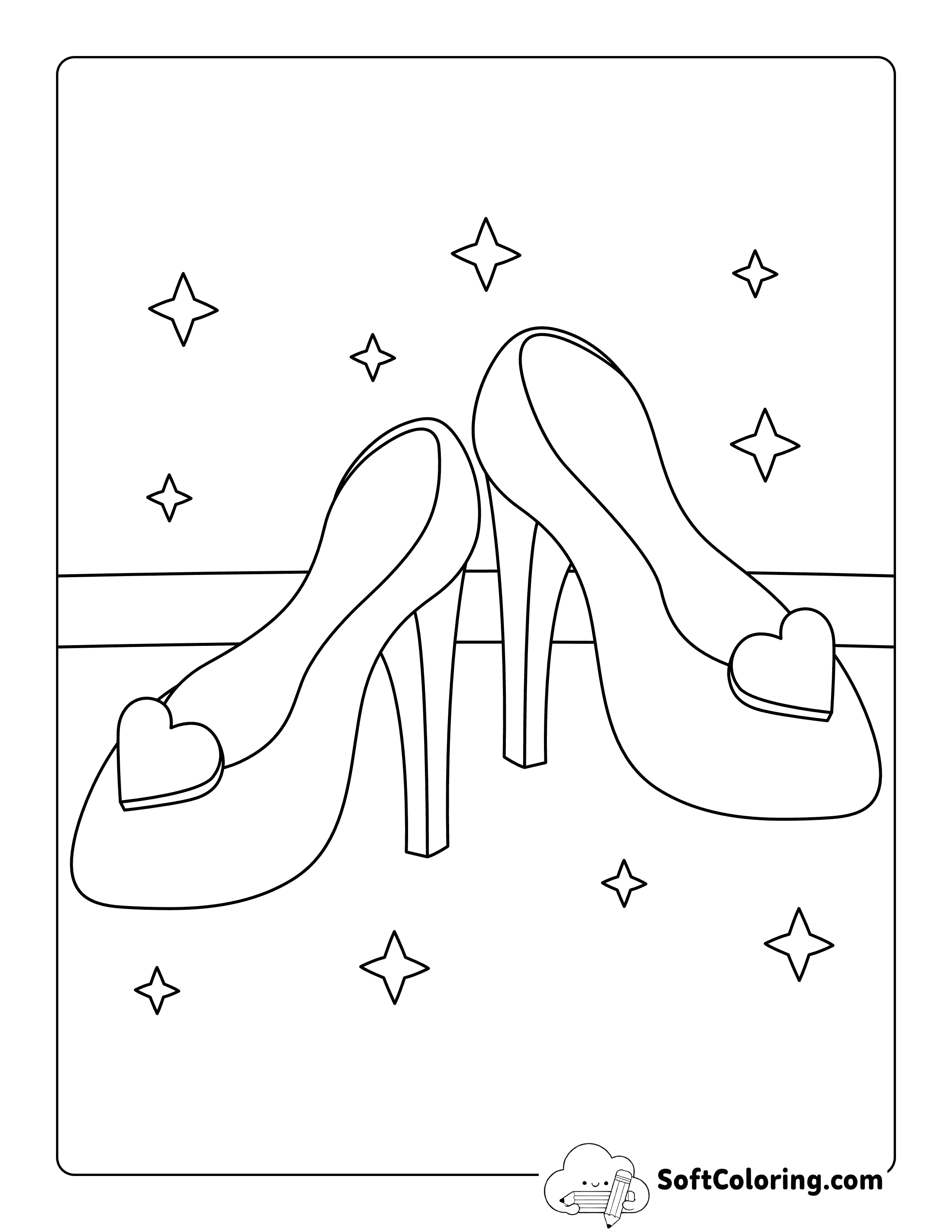Simple Cute High Heels Coloring Page