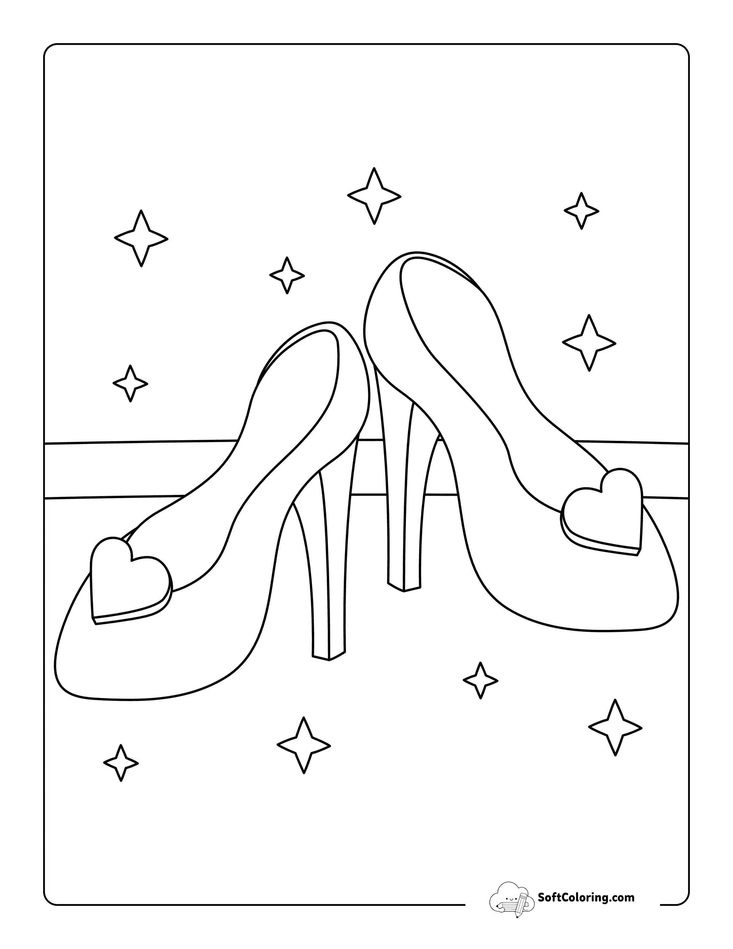 Simple Cute High Heels Coloring Page