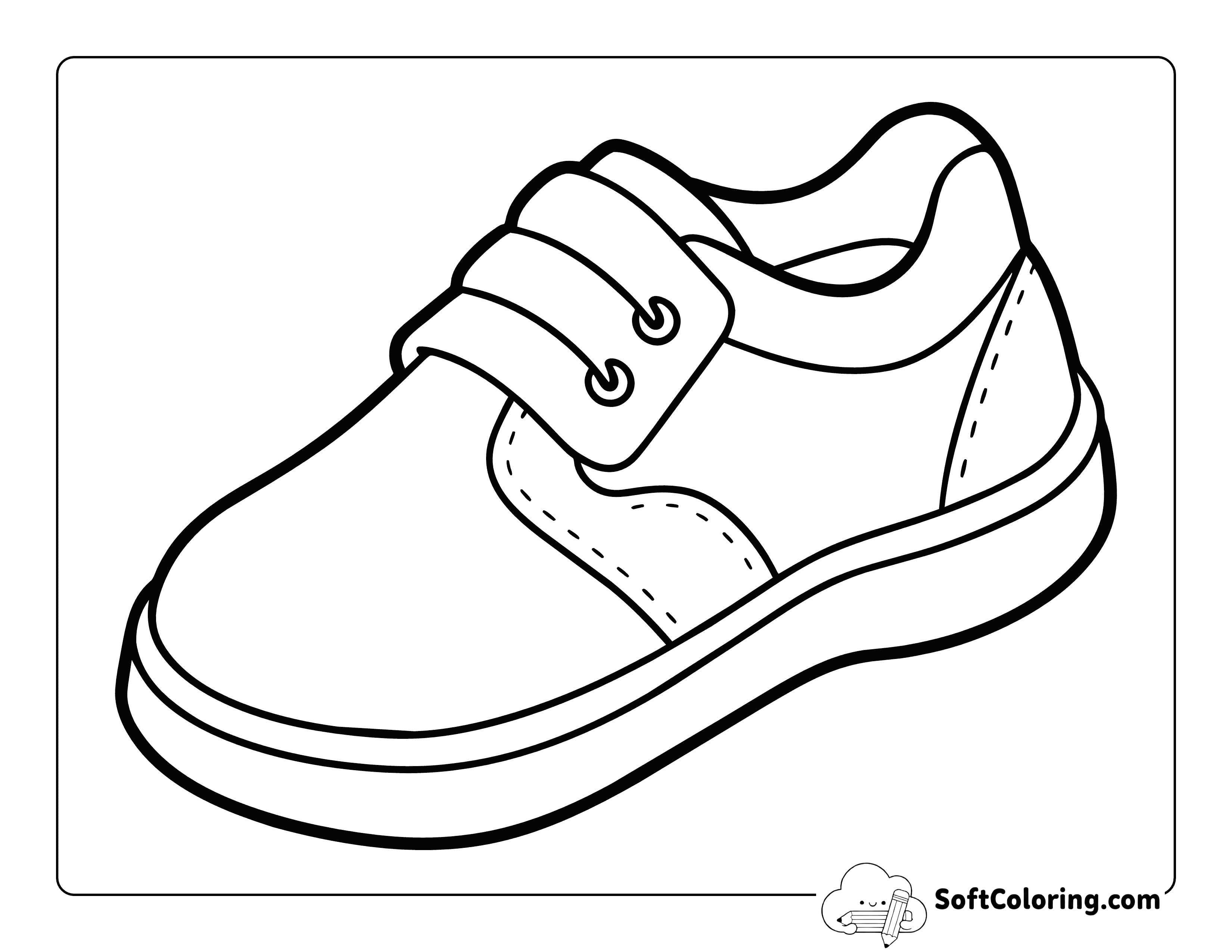 Easy Kids Sneaker Printable Outline to Color