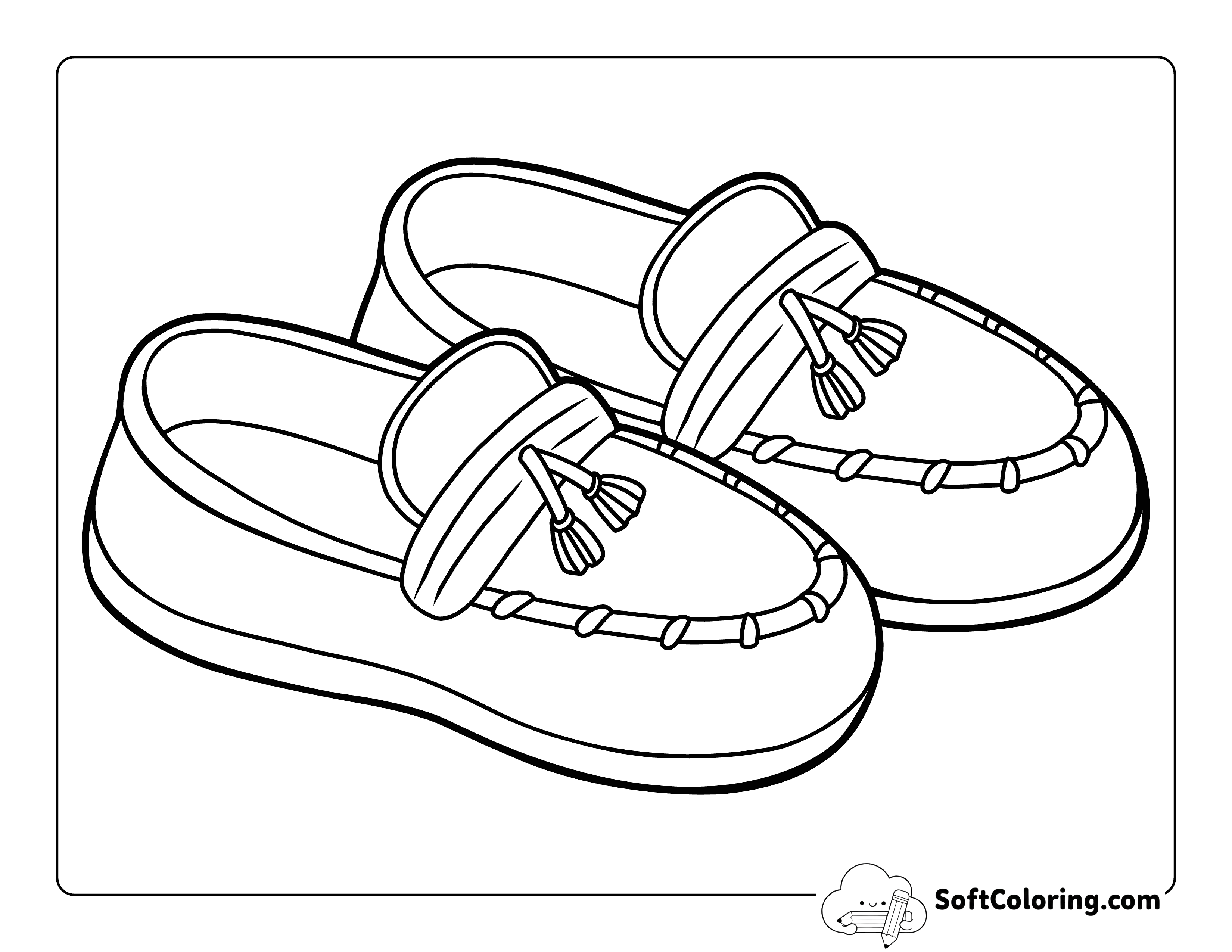 Simple Comfy Moccasins Printable Coloring Page