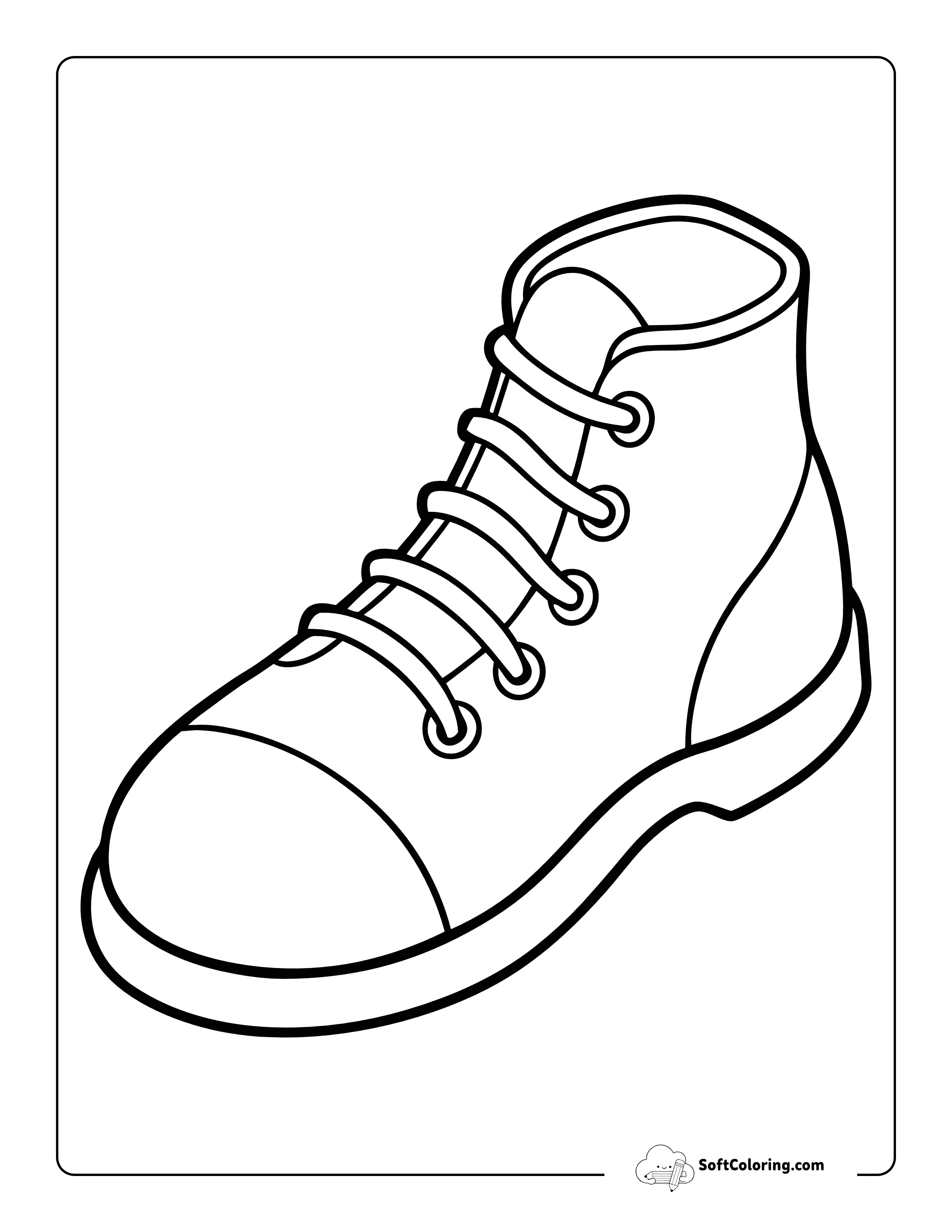 Simple High Tops Shoe Coloring Page For Kids