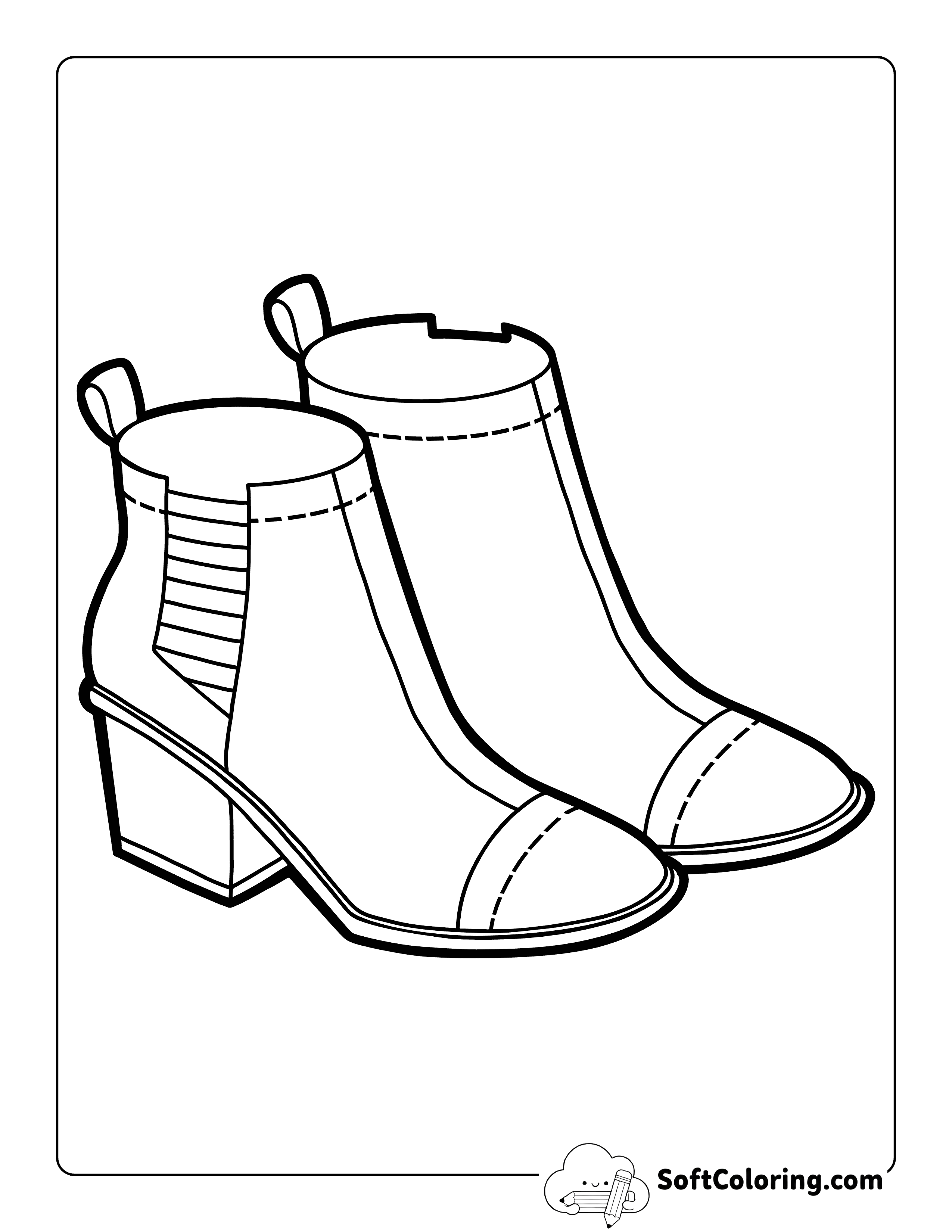 Stylish Chelsea Boots Shoe Coloring Sheet