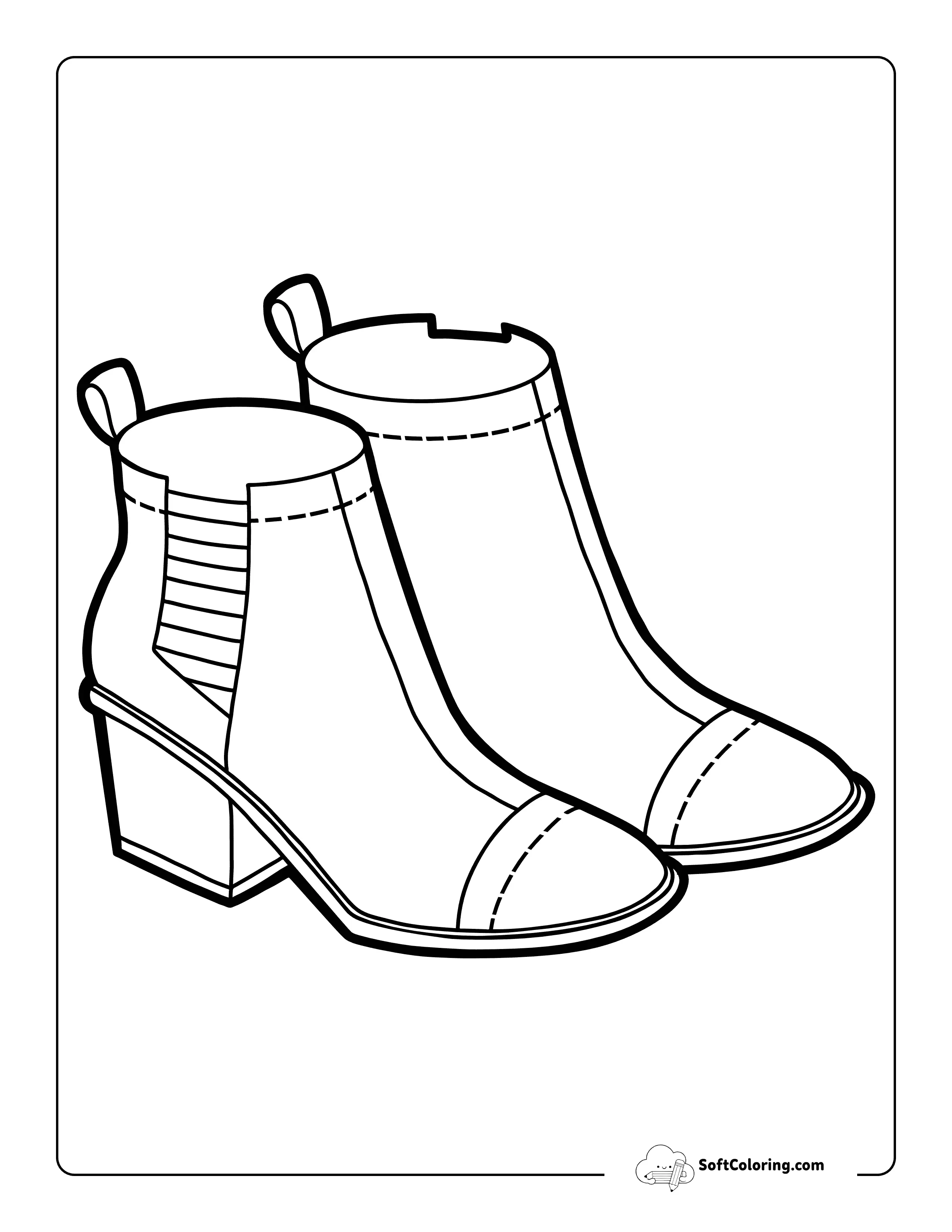 Stylish Chelsea Boots Shoe Coloring Sheet