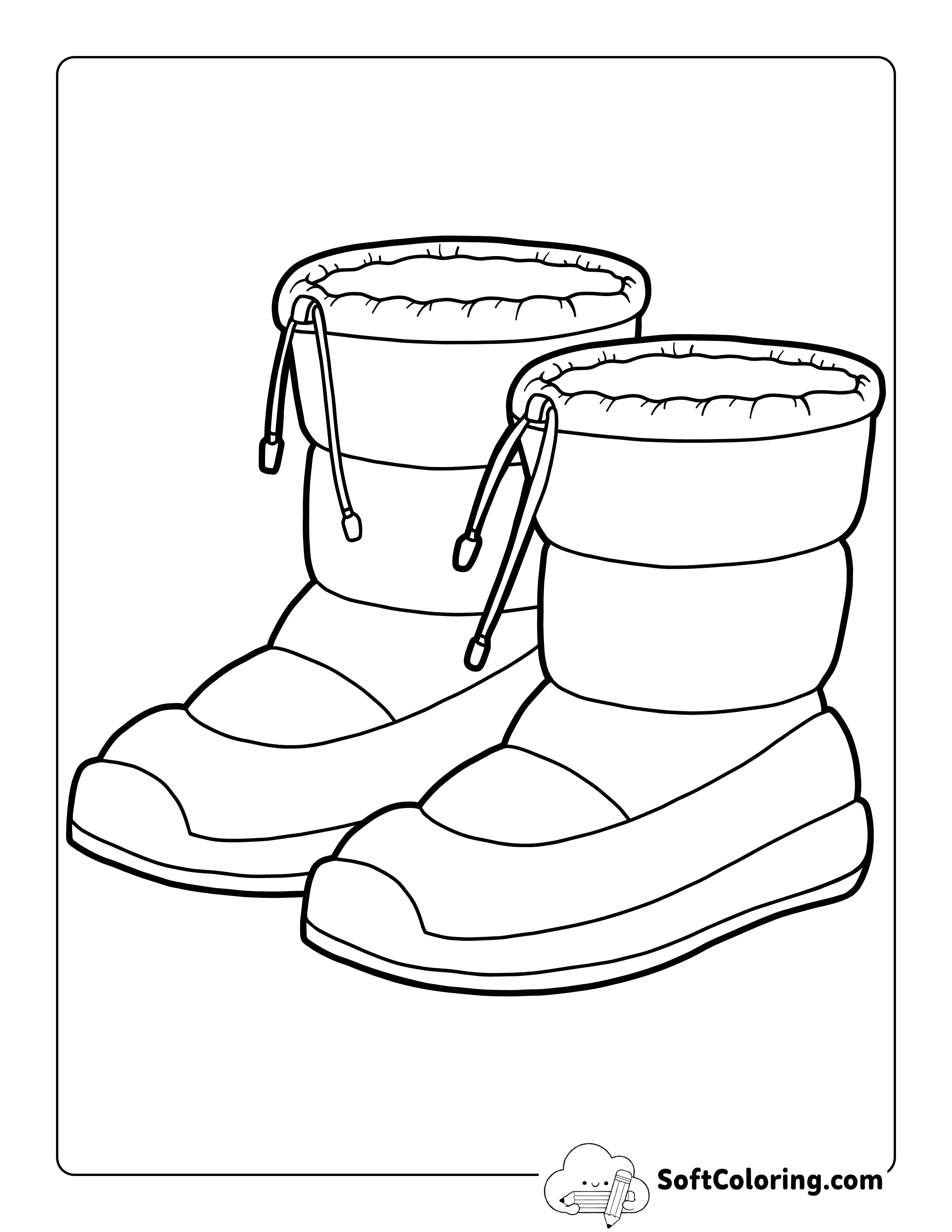 Warm Waterproof Snow Boots Printable Coloring Page