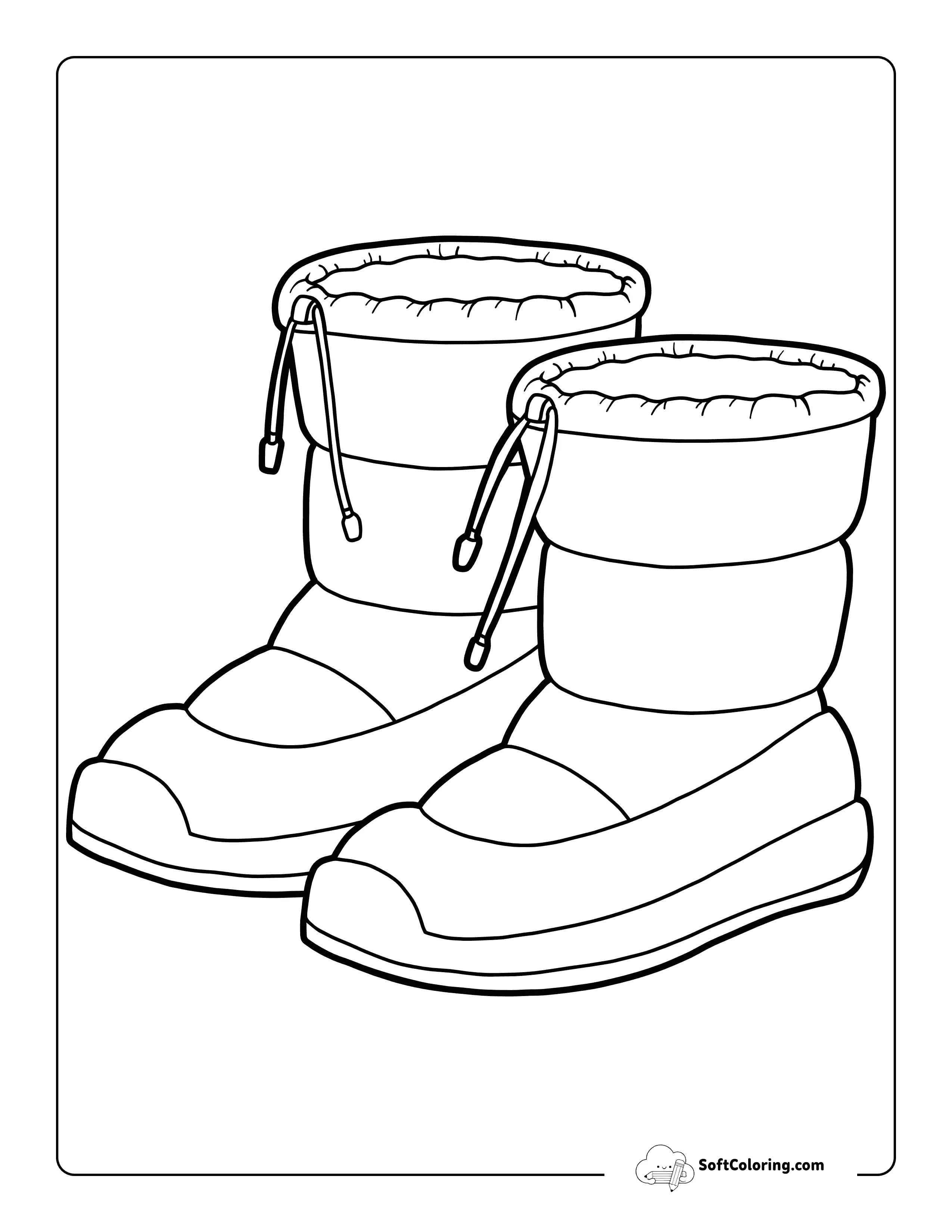 Warm Waterproof Snow Boots Printable Coloring Page