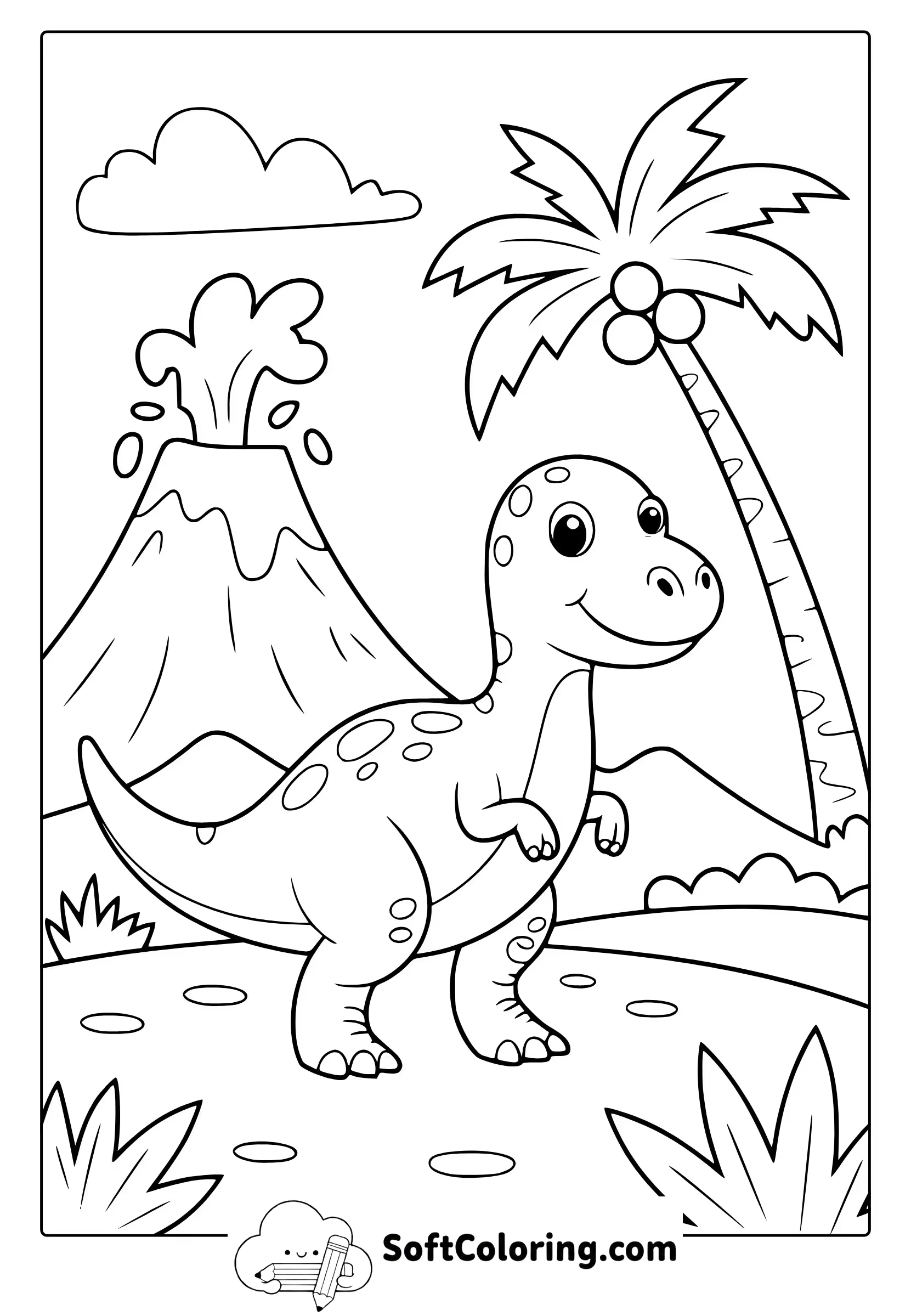 simple dinosaur coloring page