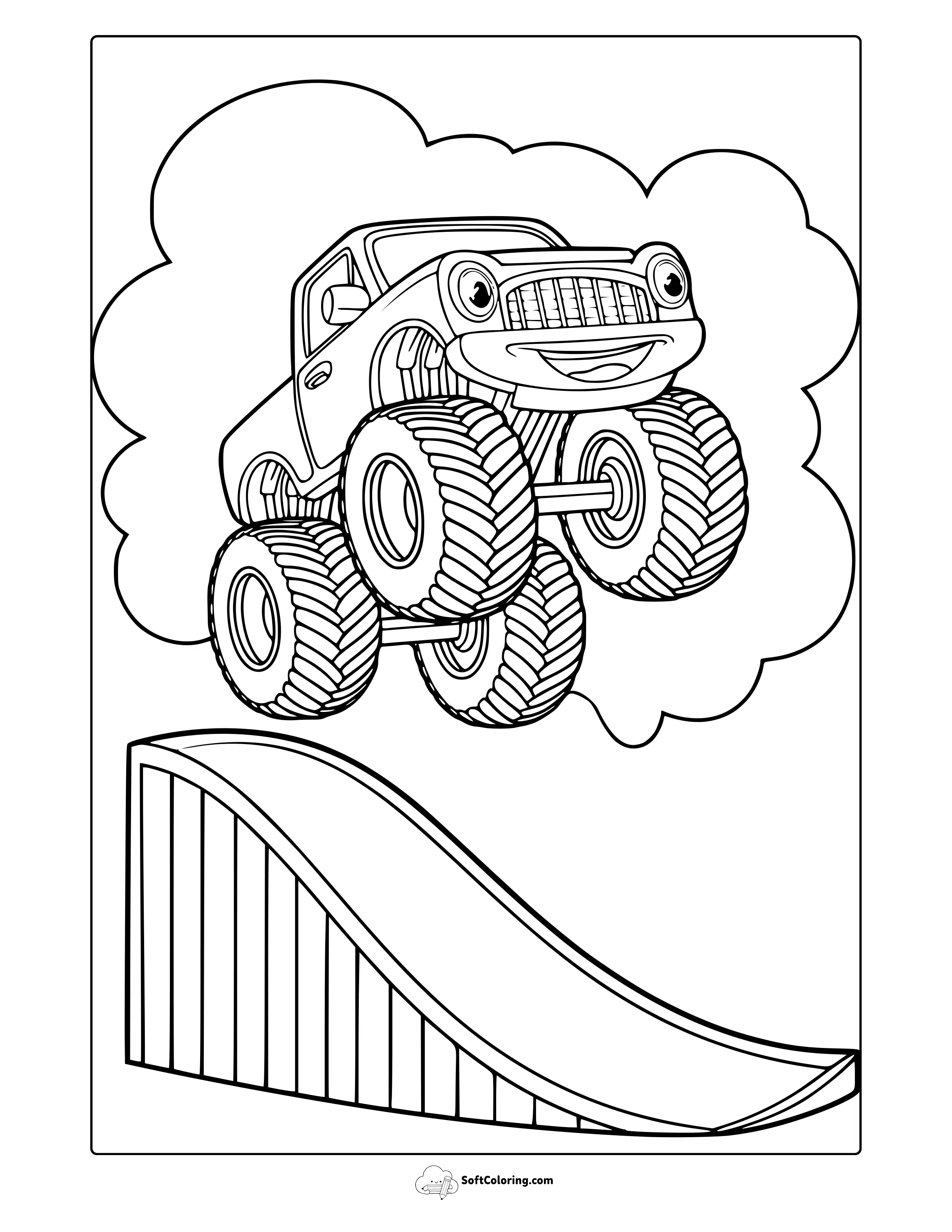 Smiling Monster Truck Coloring Page
