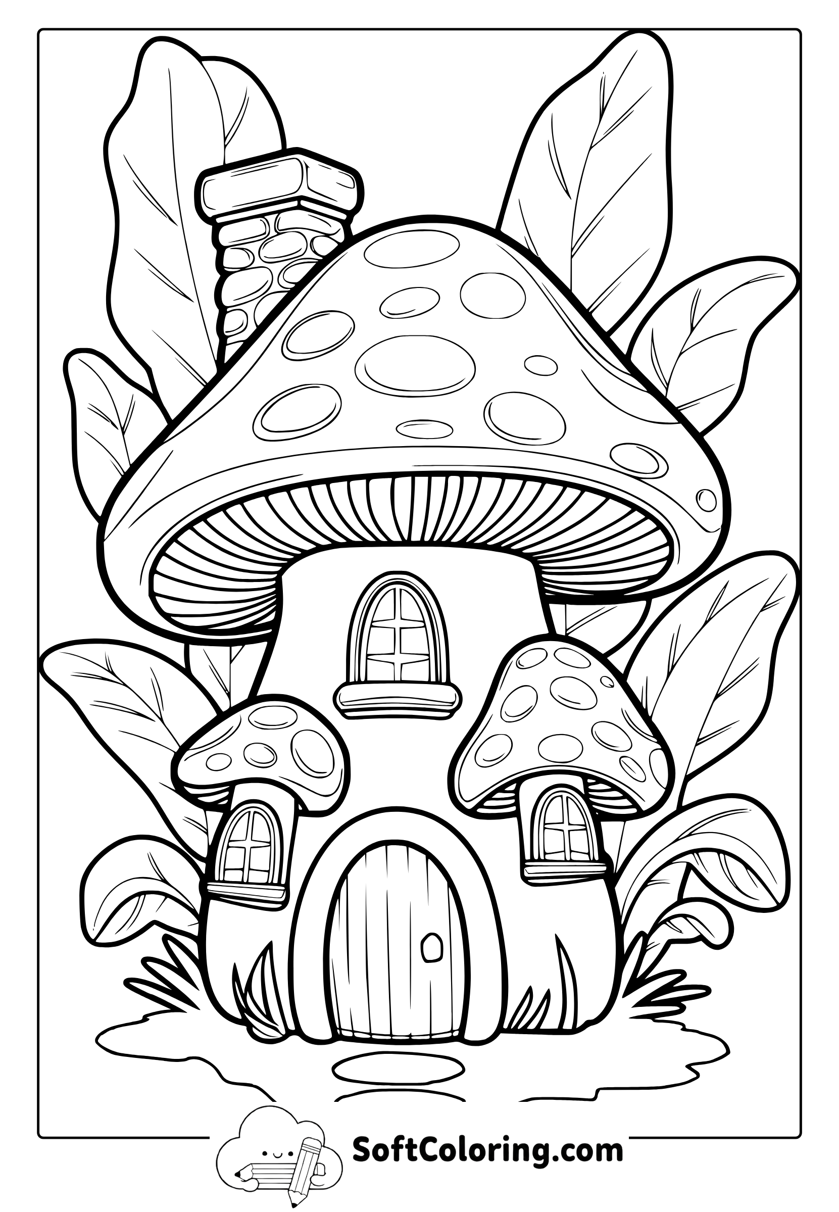 smurfs mushroom house coloring page