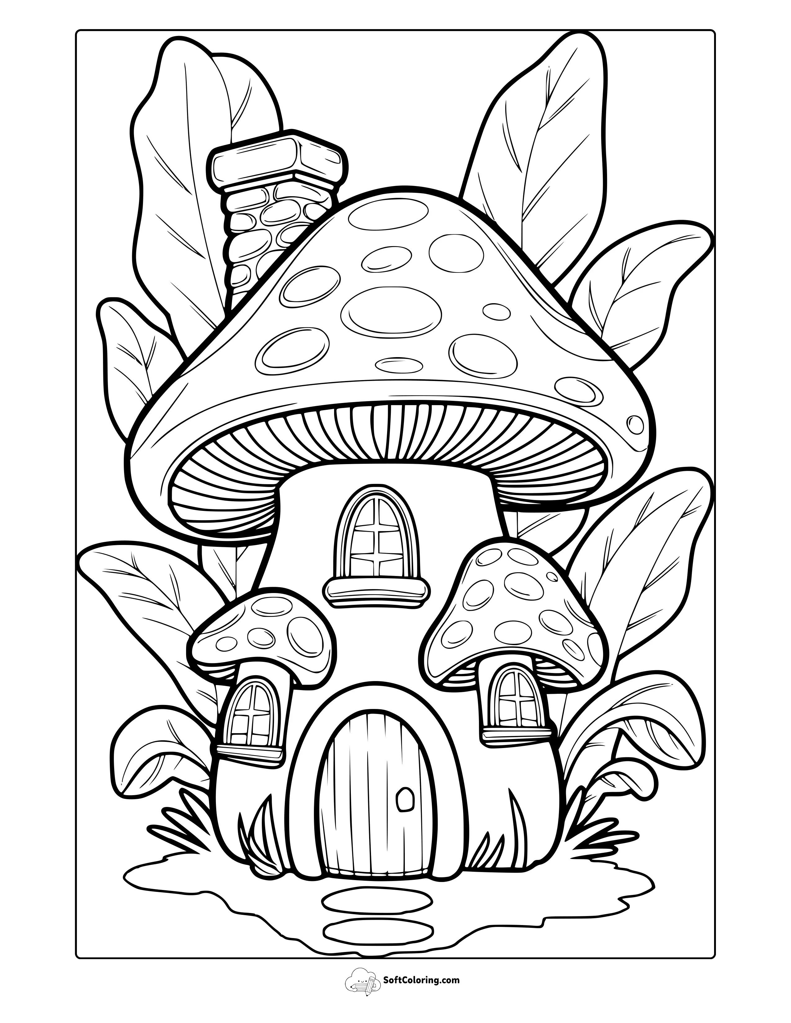 Smurfs Mushroom House Coloring Page