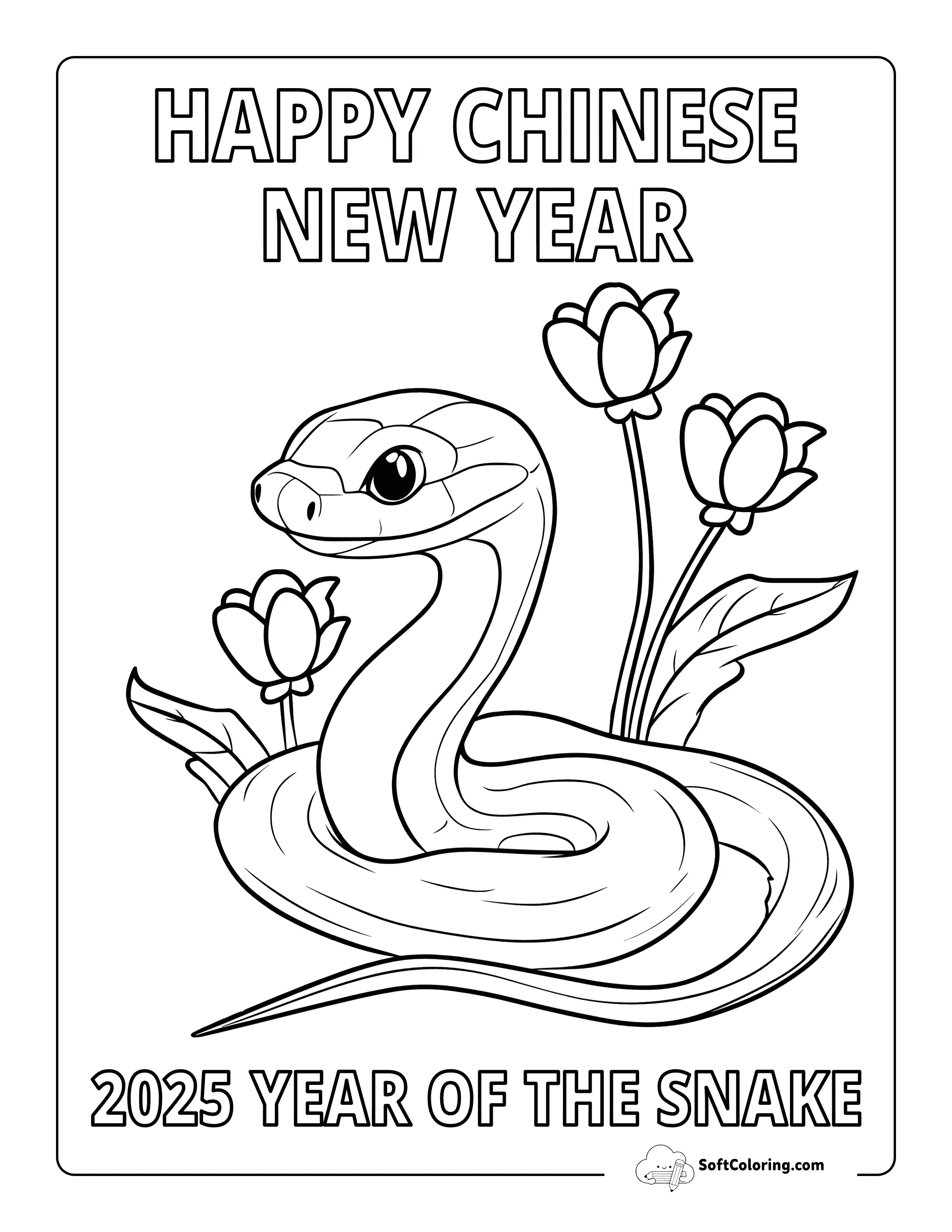 Happy Chinese New Year 2025 Coloring Sheet