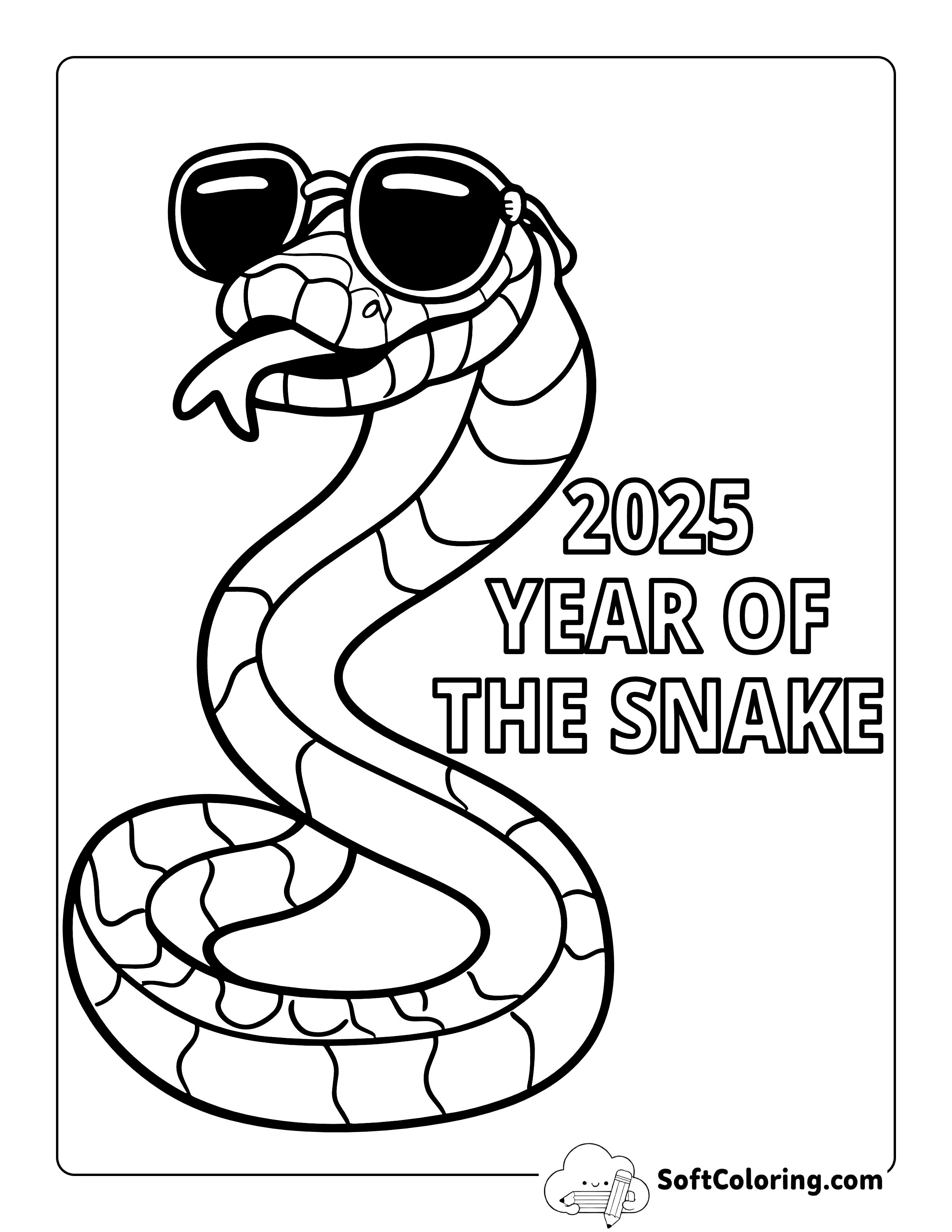 Cool Year of the Snake Coloring Sheet for Kids