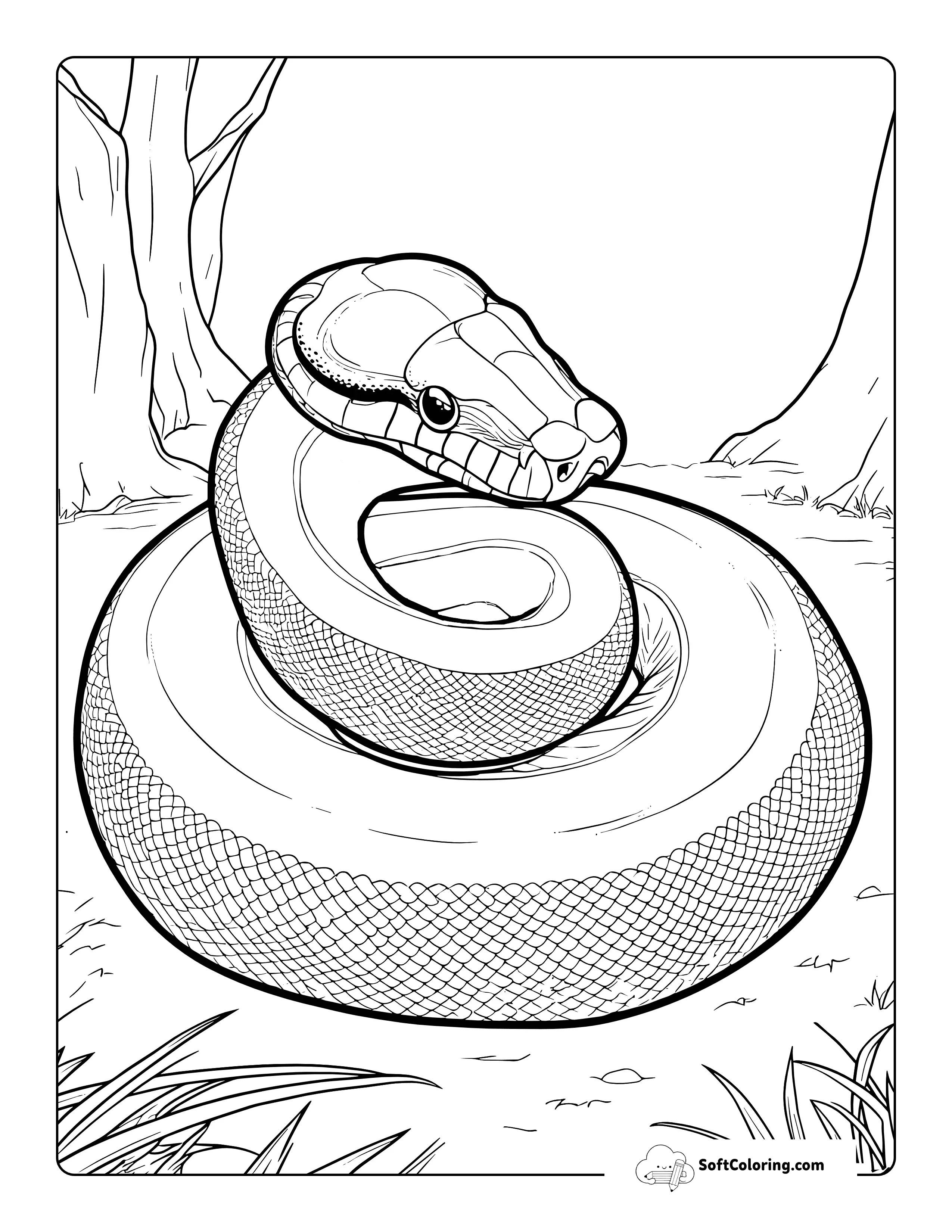 Realistic Python Coloring Page For Adults