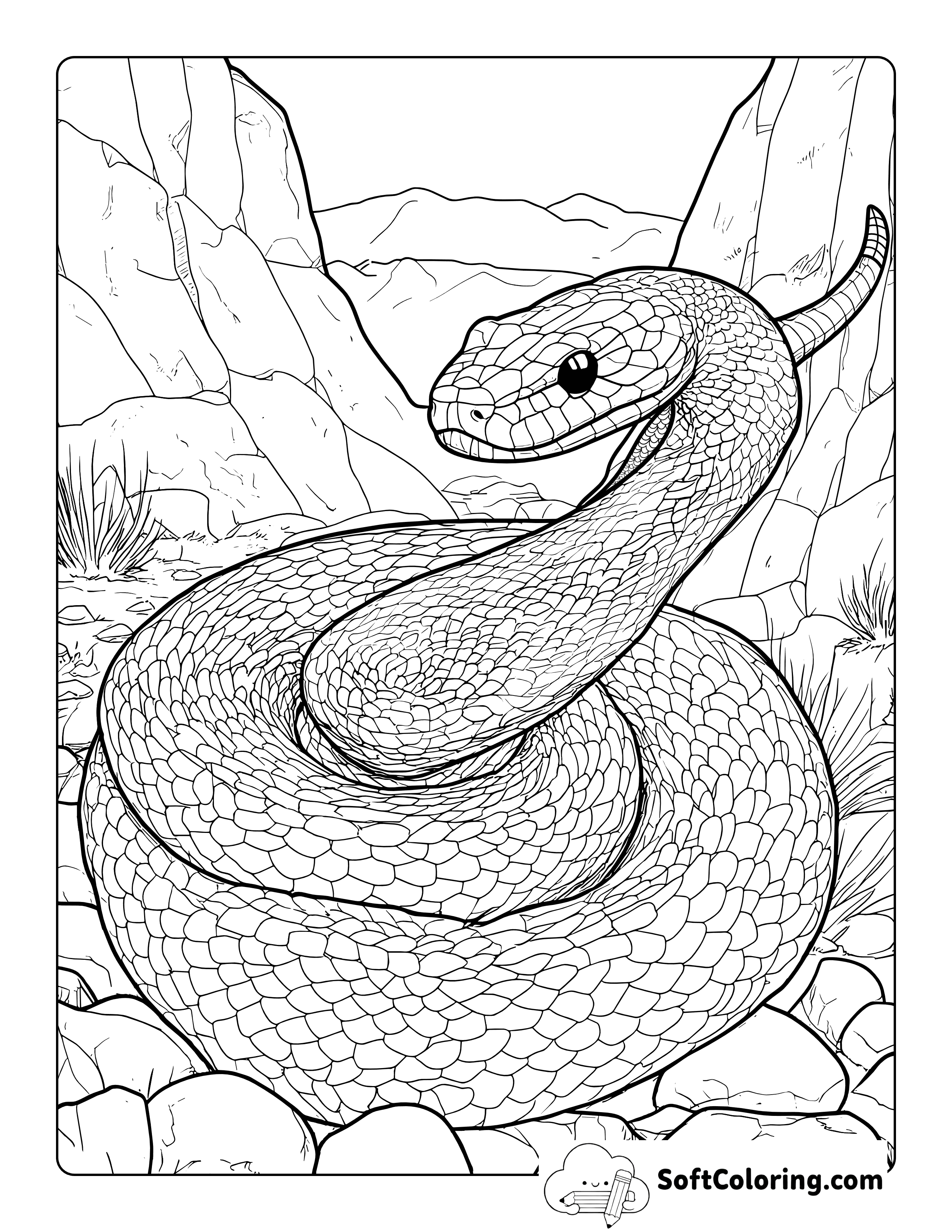 Realistic Rattlesnake Coloring Page for Adults
