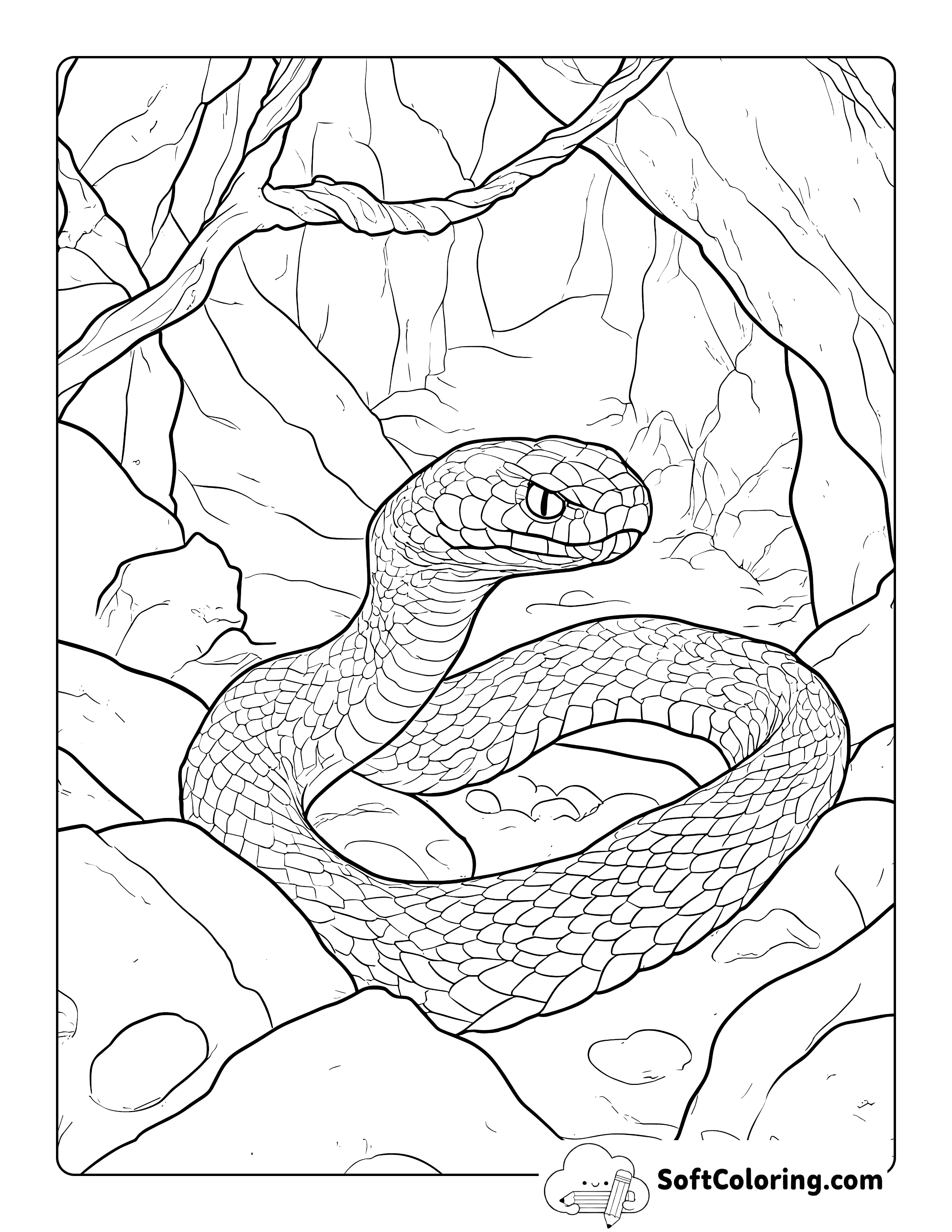 Realistic Viper Coloring Page for Teens and Adults