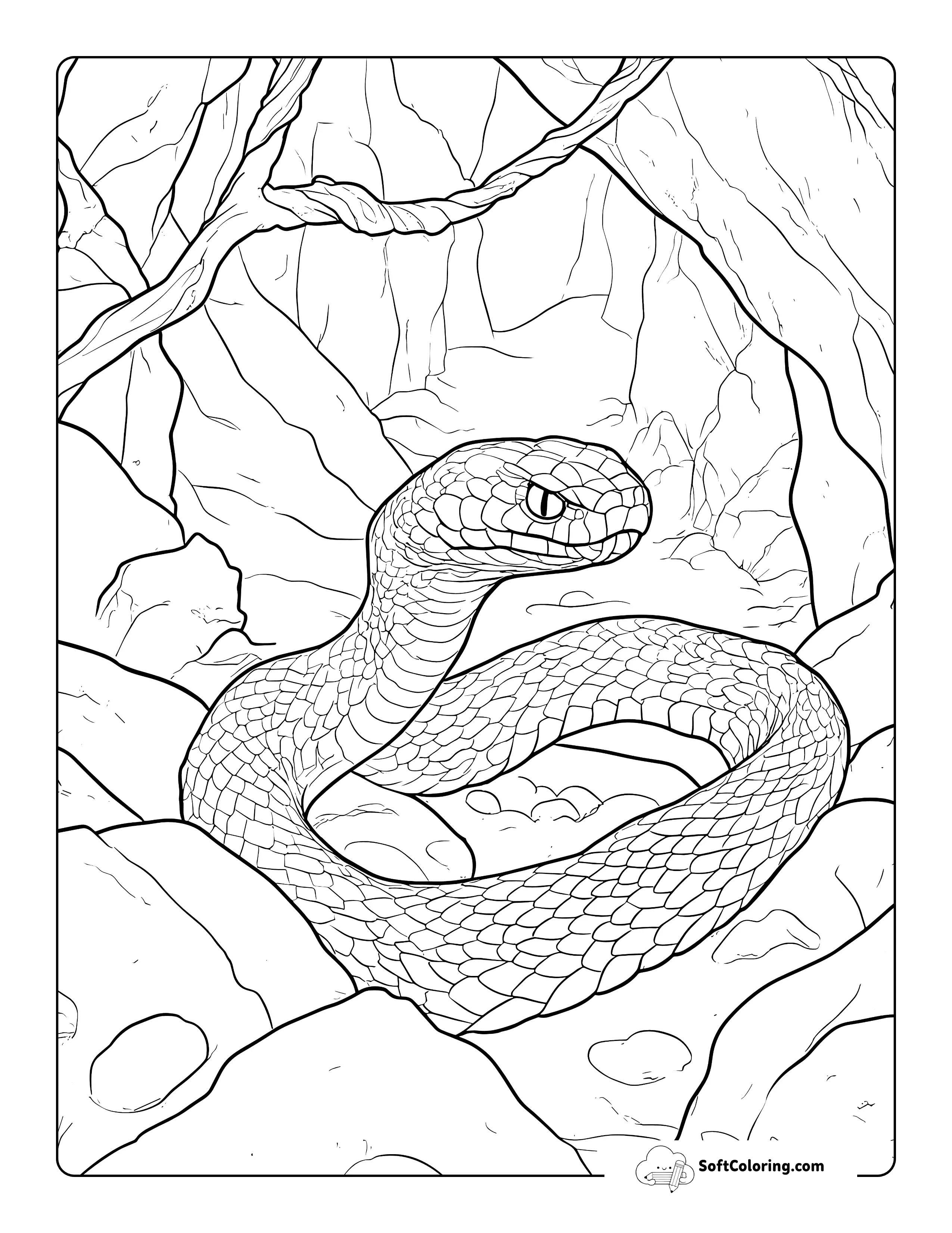 Realistic Viper Coloring Page For Teens And Adults