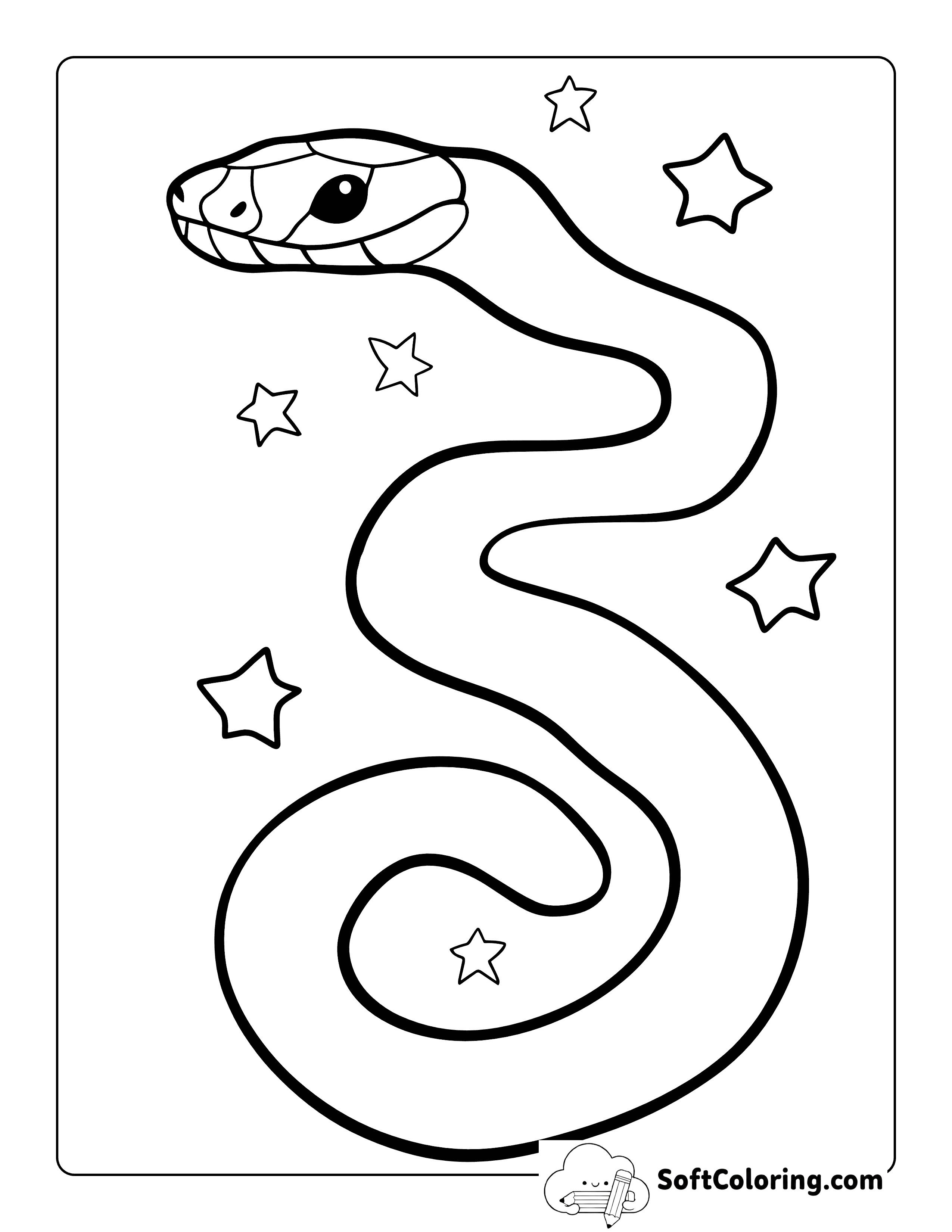 Easy Snake Outline Coloring Sheet for Preschoolers