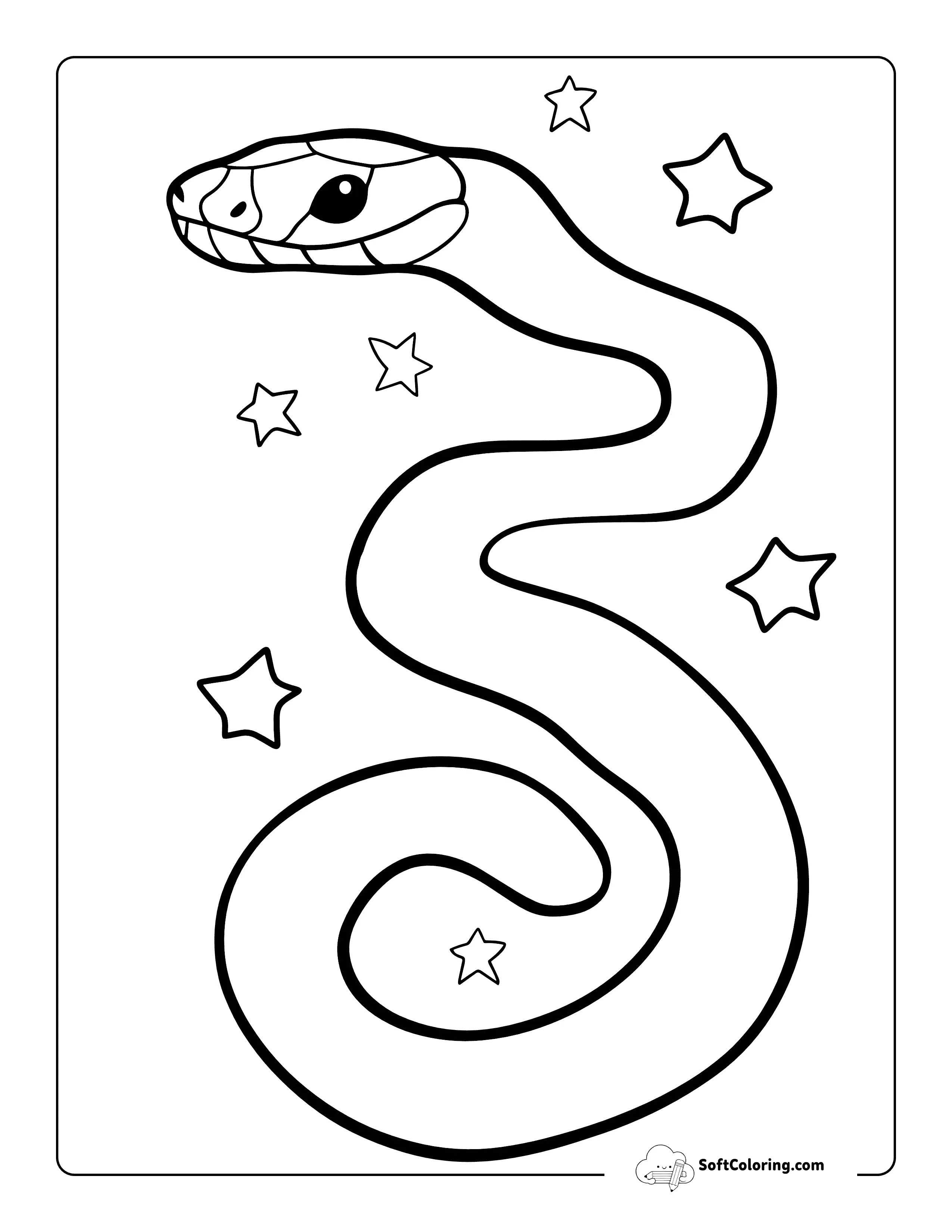 Easy Snake Outline Coloring Sheet For Preschoolers