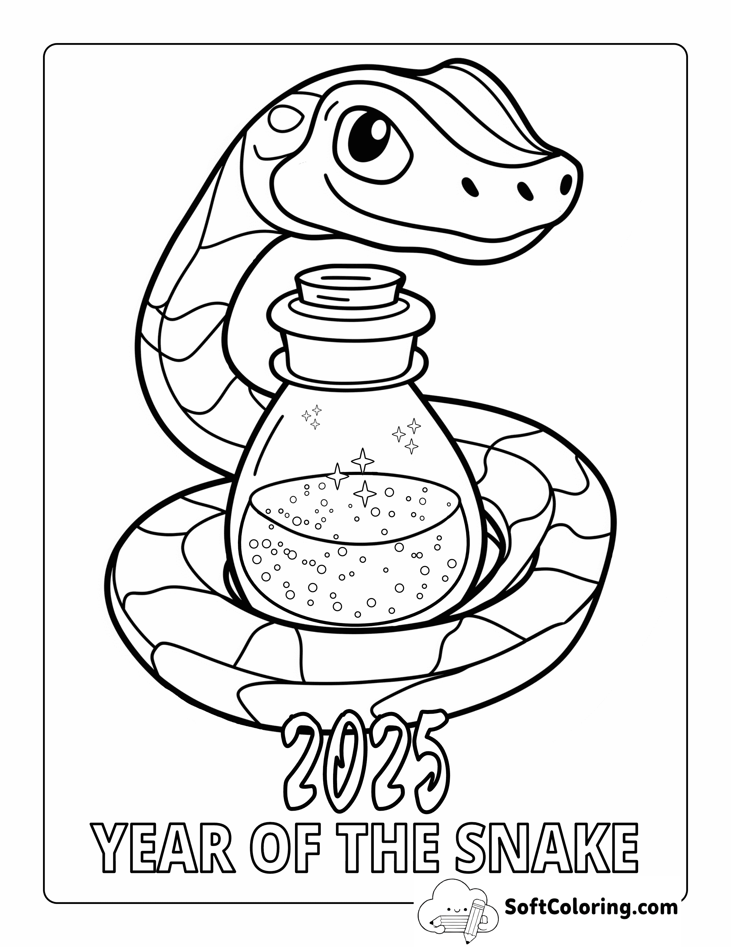 Fantasy Year of the Snake Coloring Page