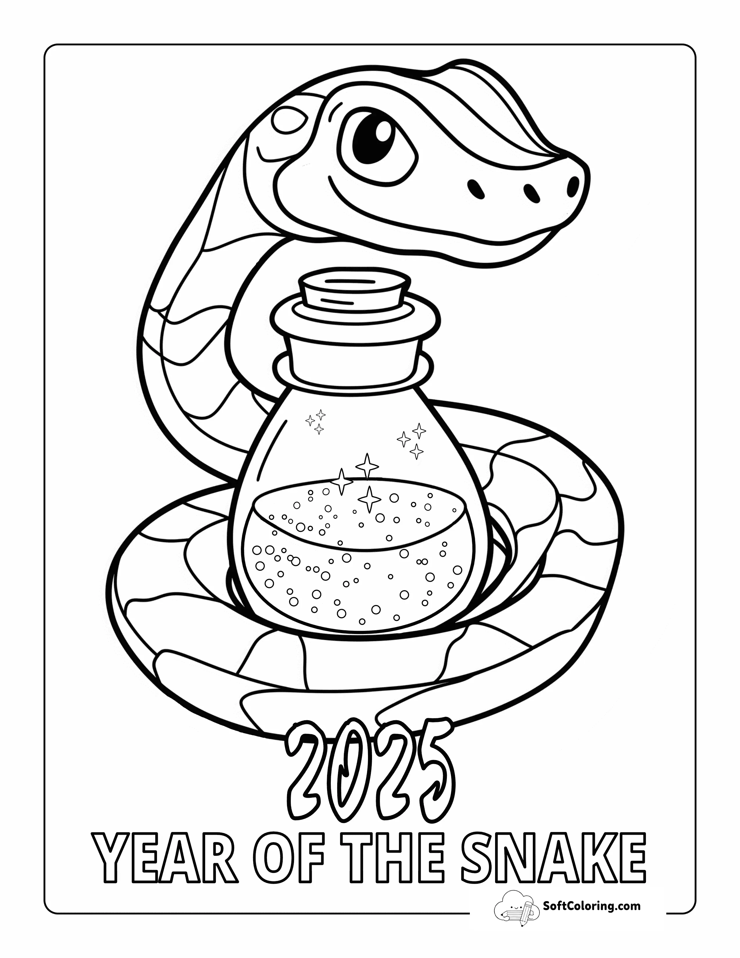 Fantasy Year Of The Snake Coloring Page