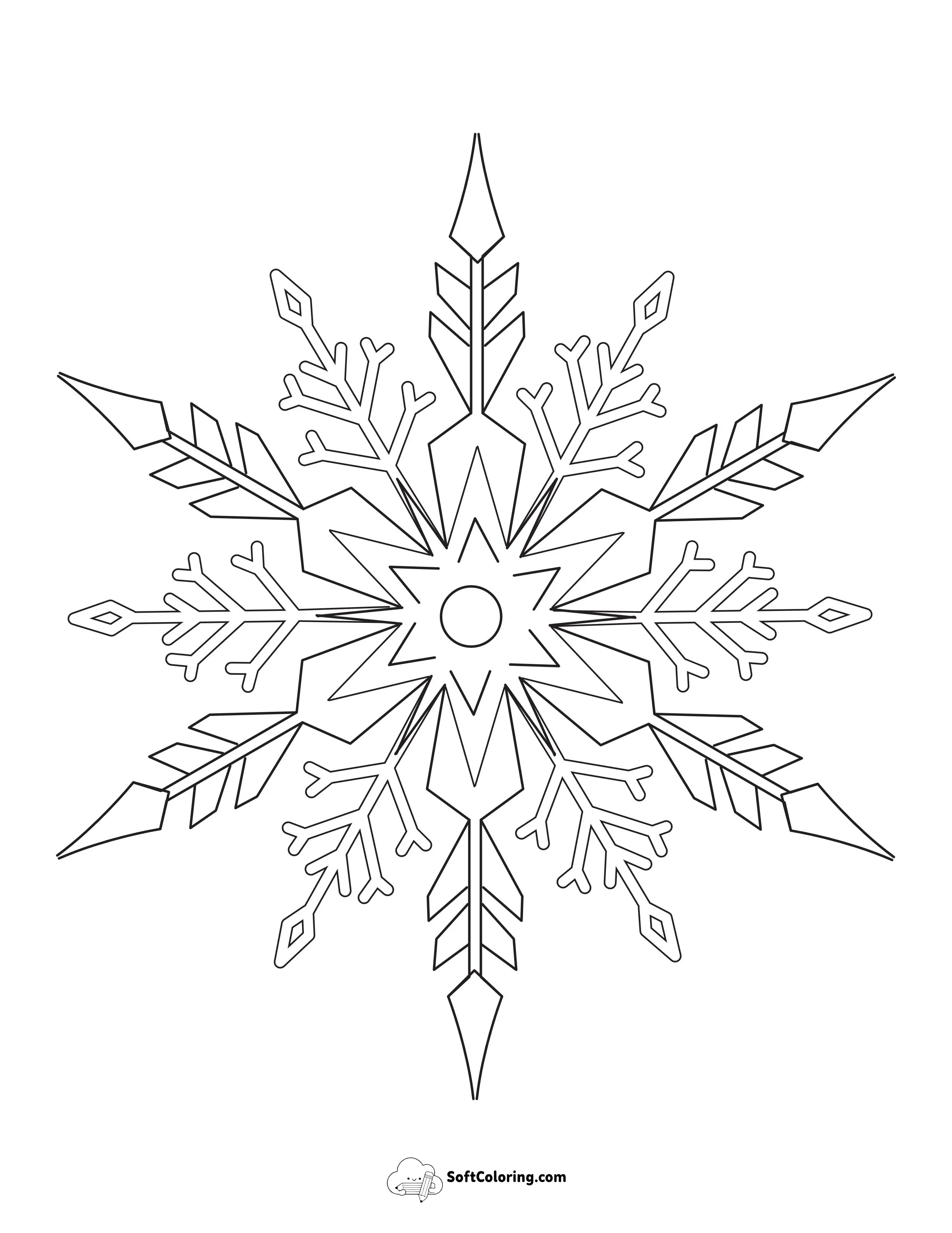 Beautiful Frozen-Style Snowflake To Color