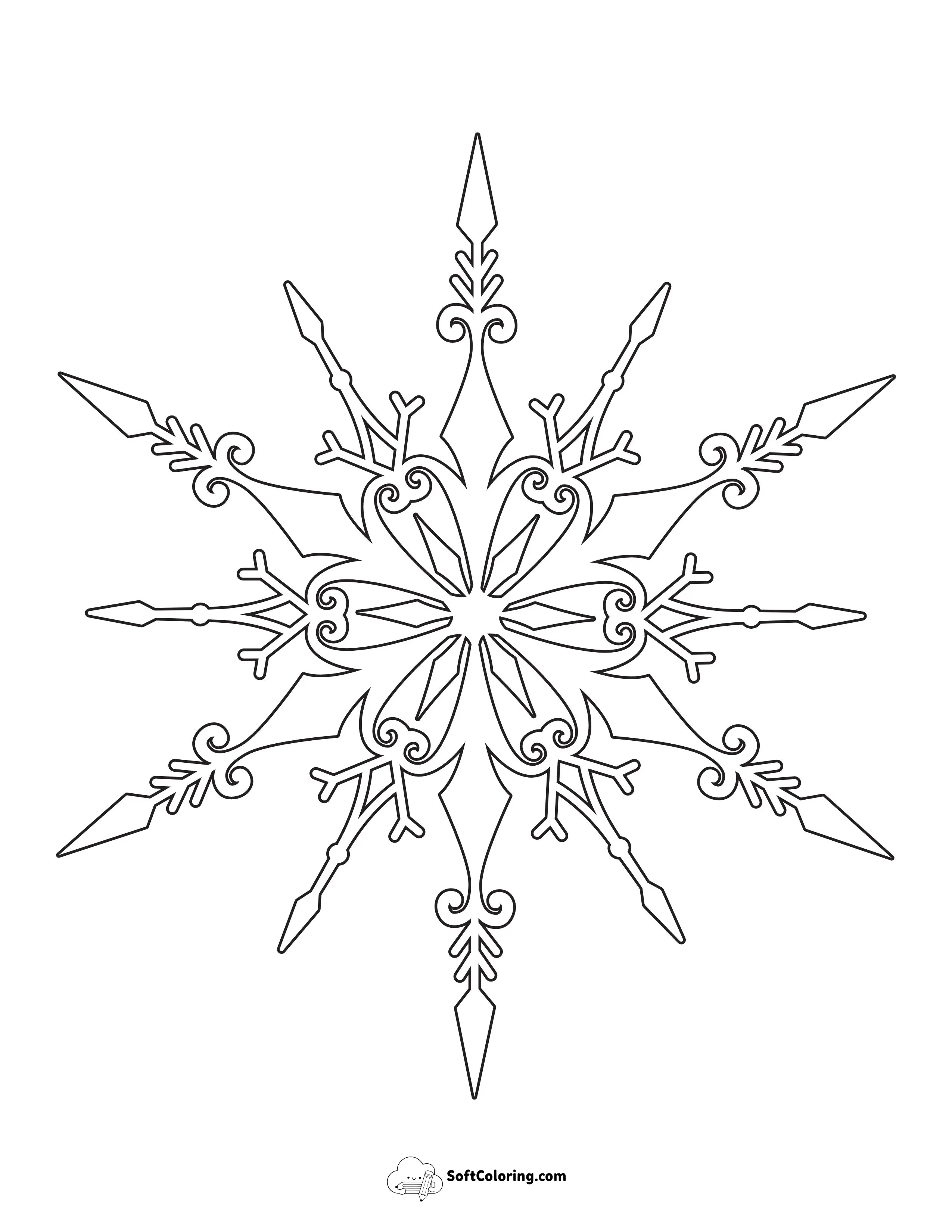 Delicate Snowflake To Color
