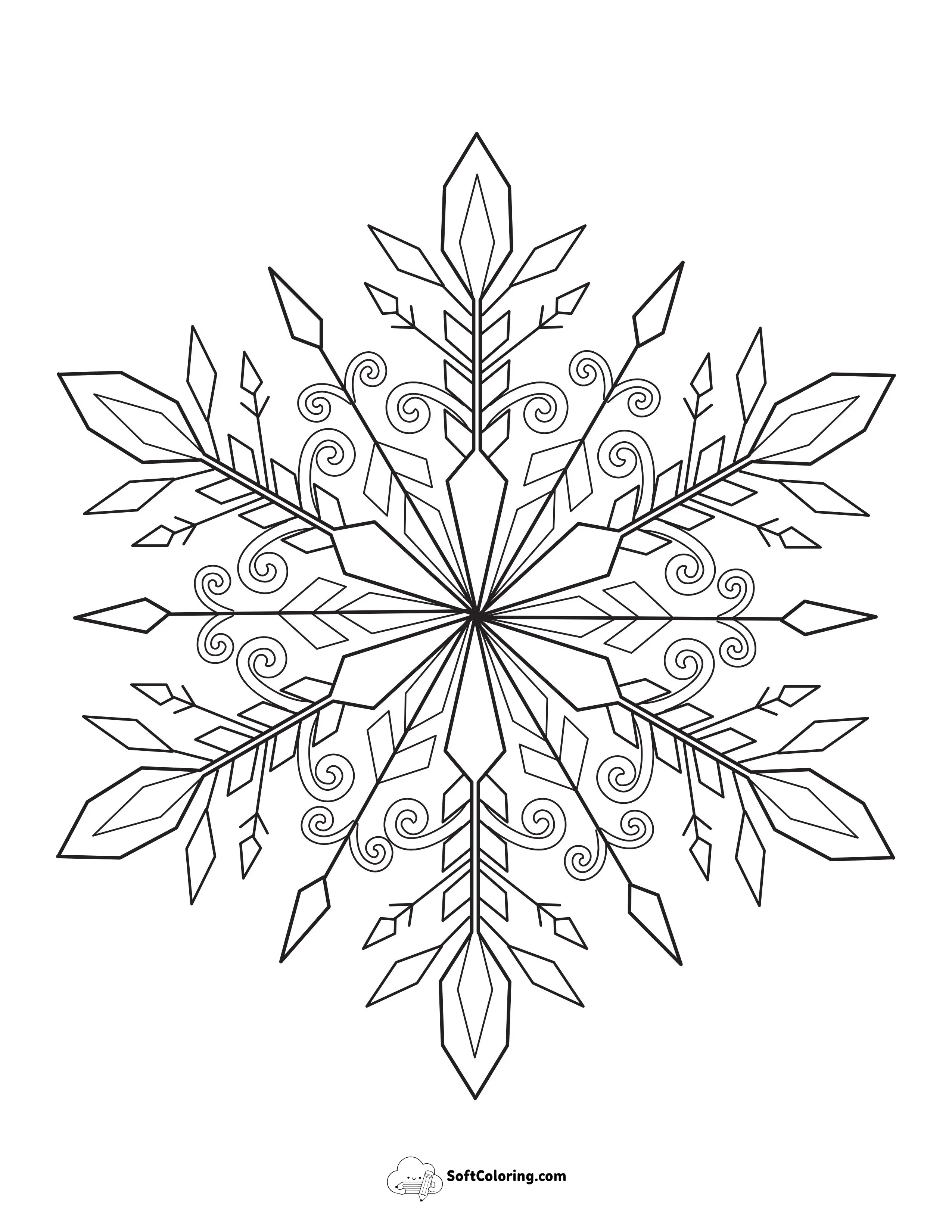 Swirly Snowflake Coloring Page
