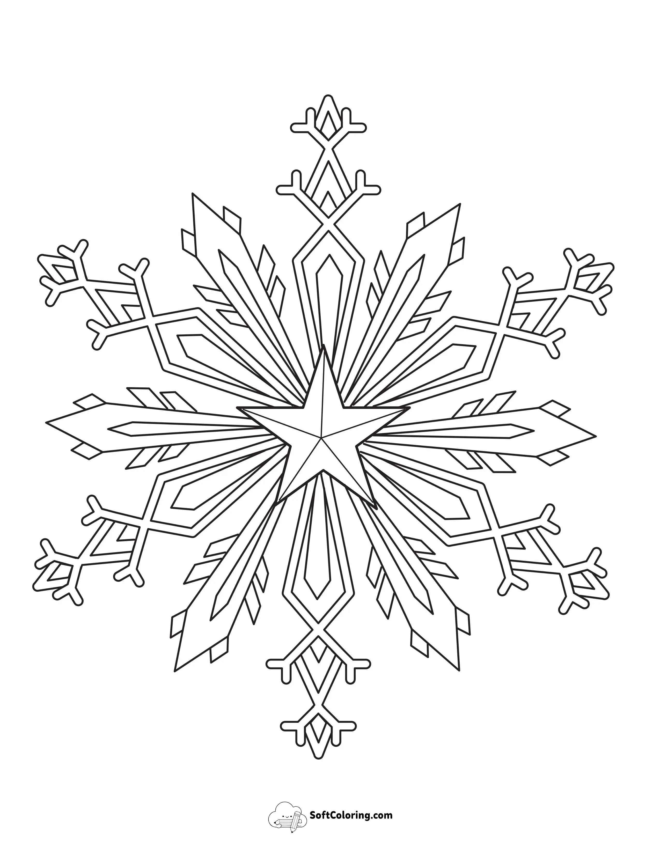 Elegant Snowflake Template Printable Coloring Sheet For Seniors