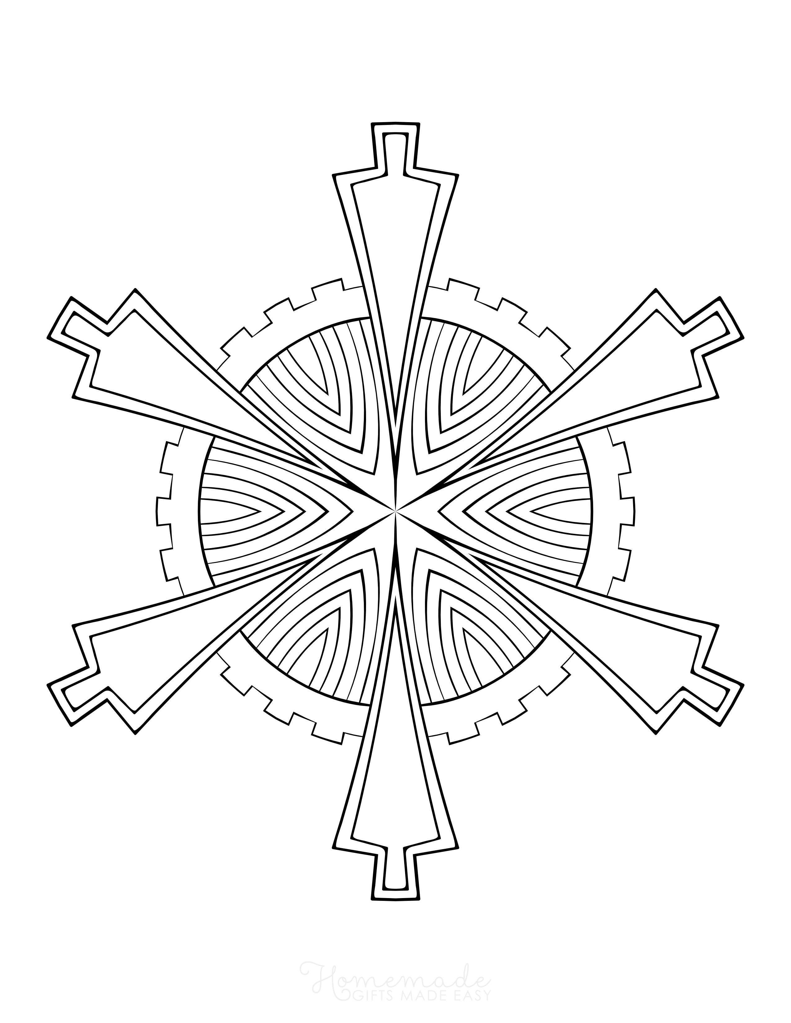 Geometric Christmas Tree Snowflake Outline