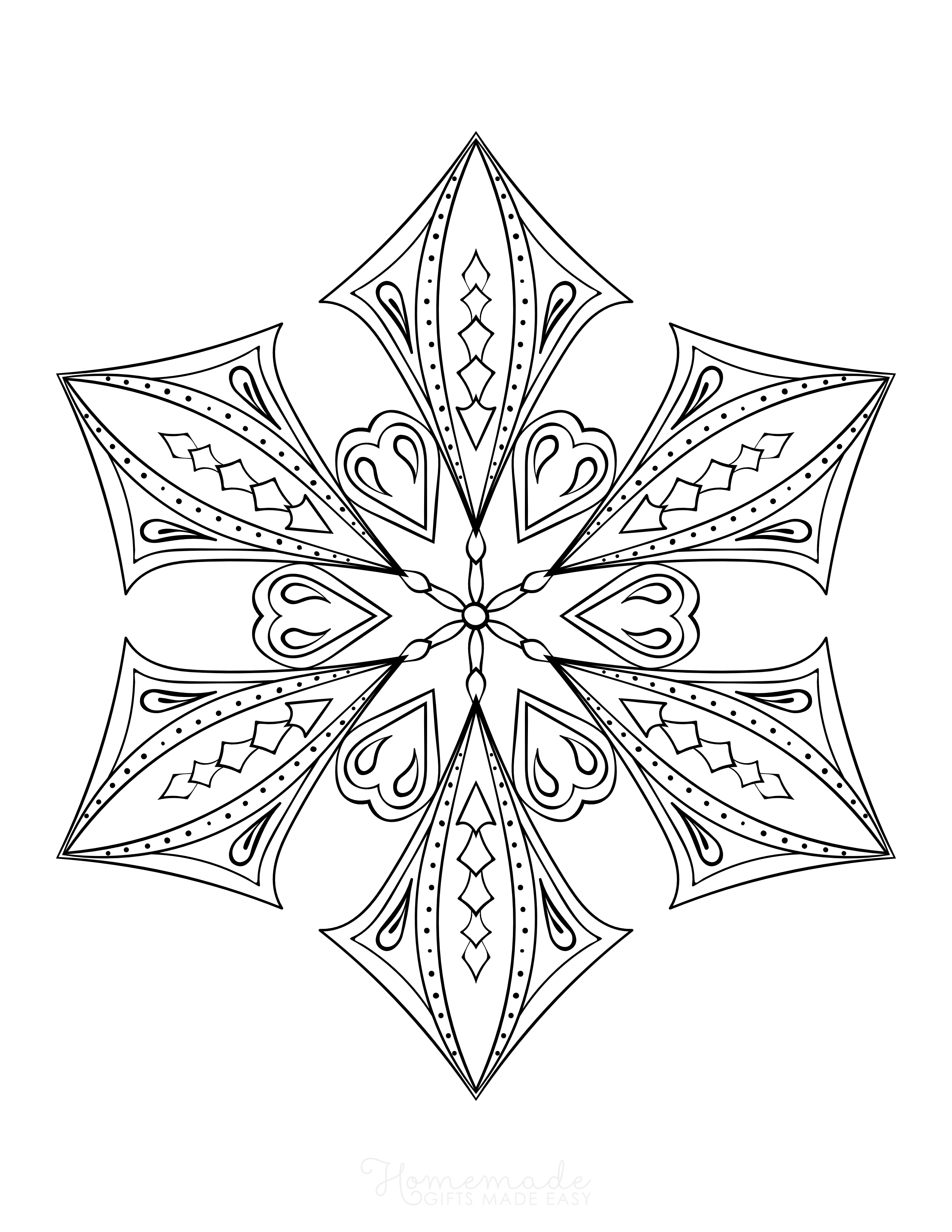 Geometric Snowflake Coloring Page for Adults