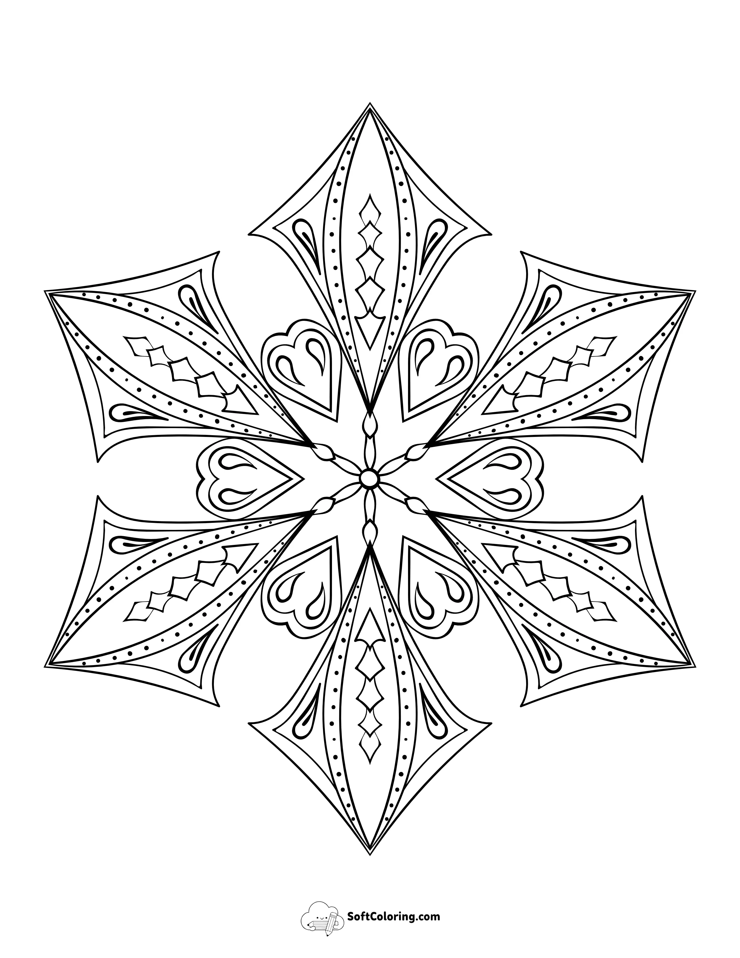 Geometric Snowflake Coloring Page For Adults