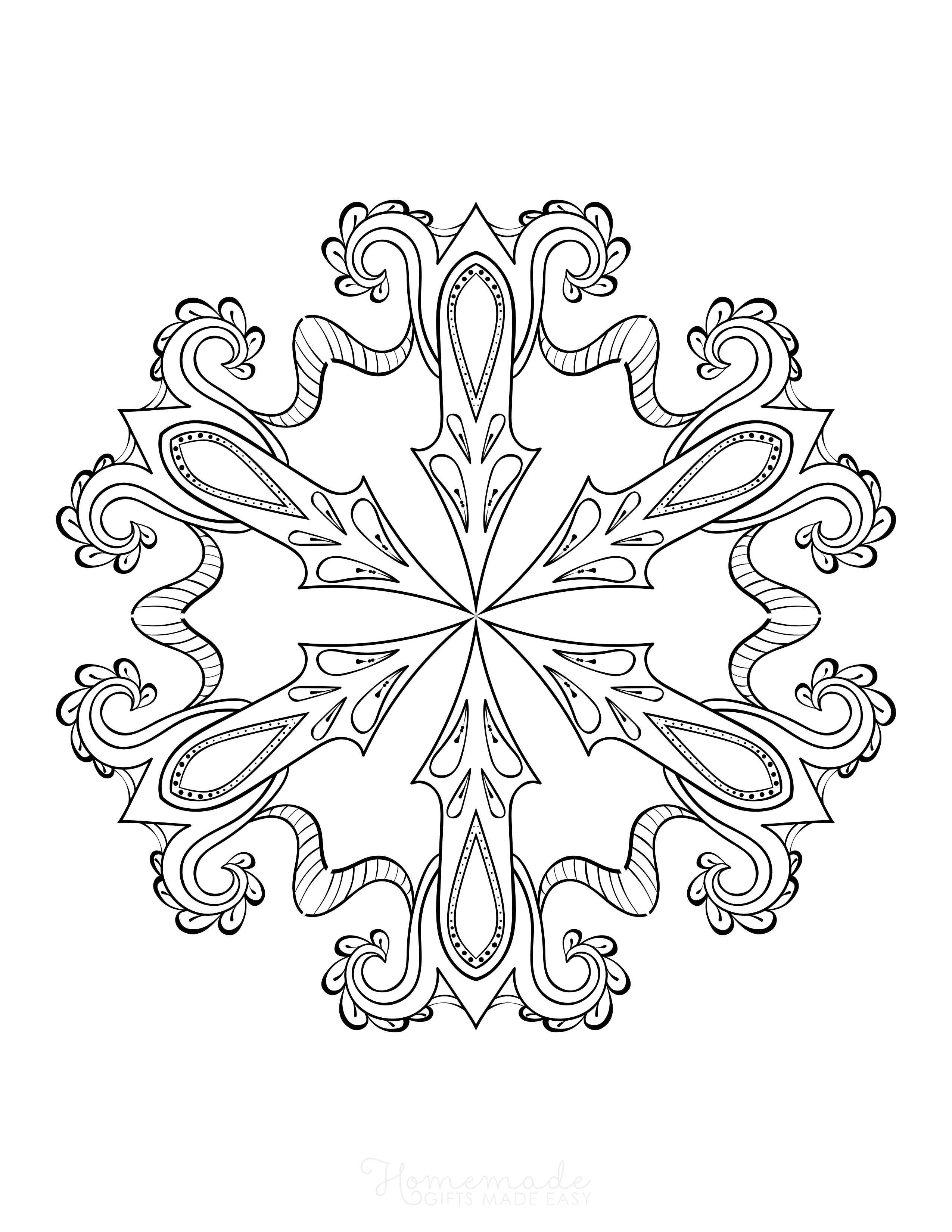 Large Intricate Snowflake Coloring PDF