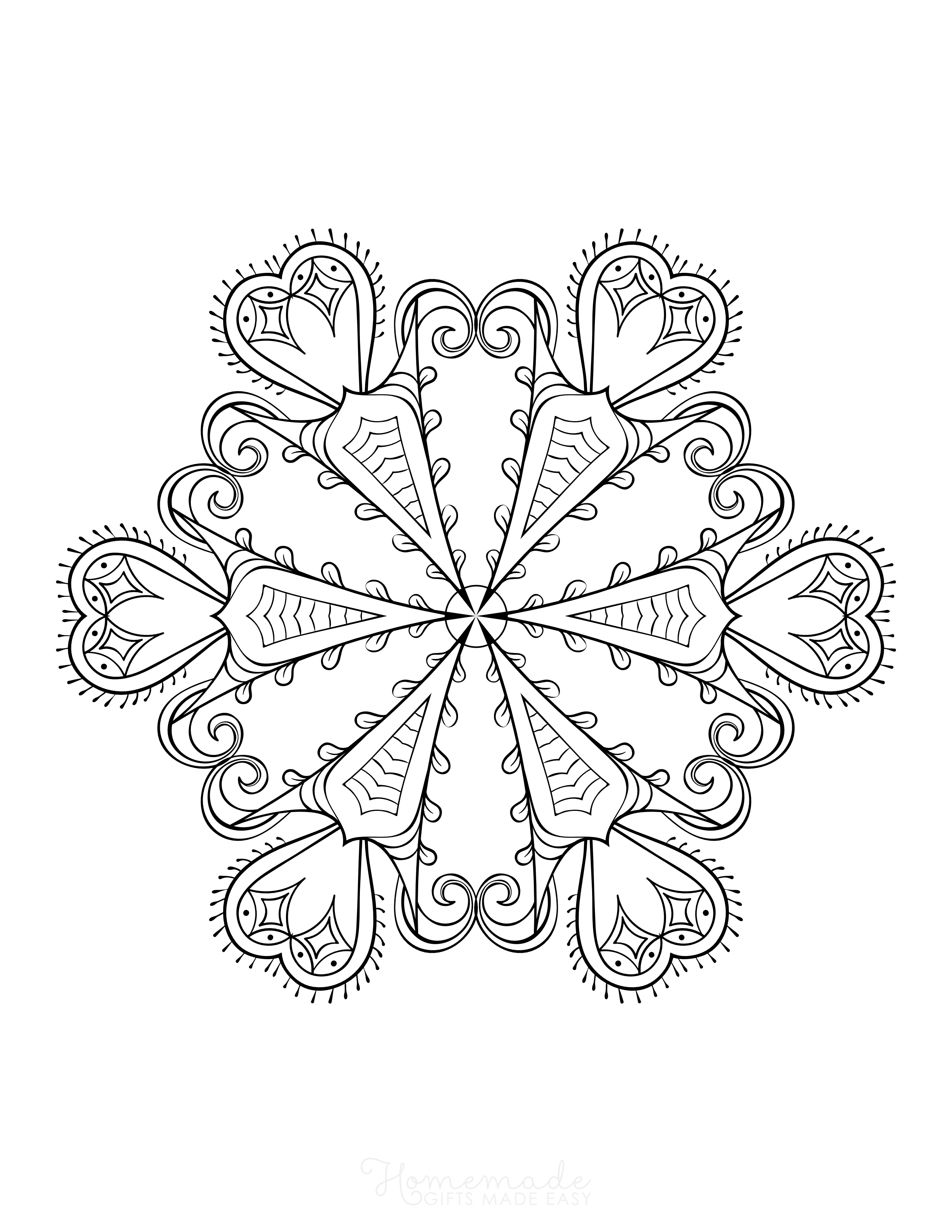 Detailed Snowflake Coloring Page for Adults