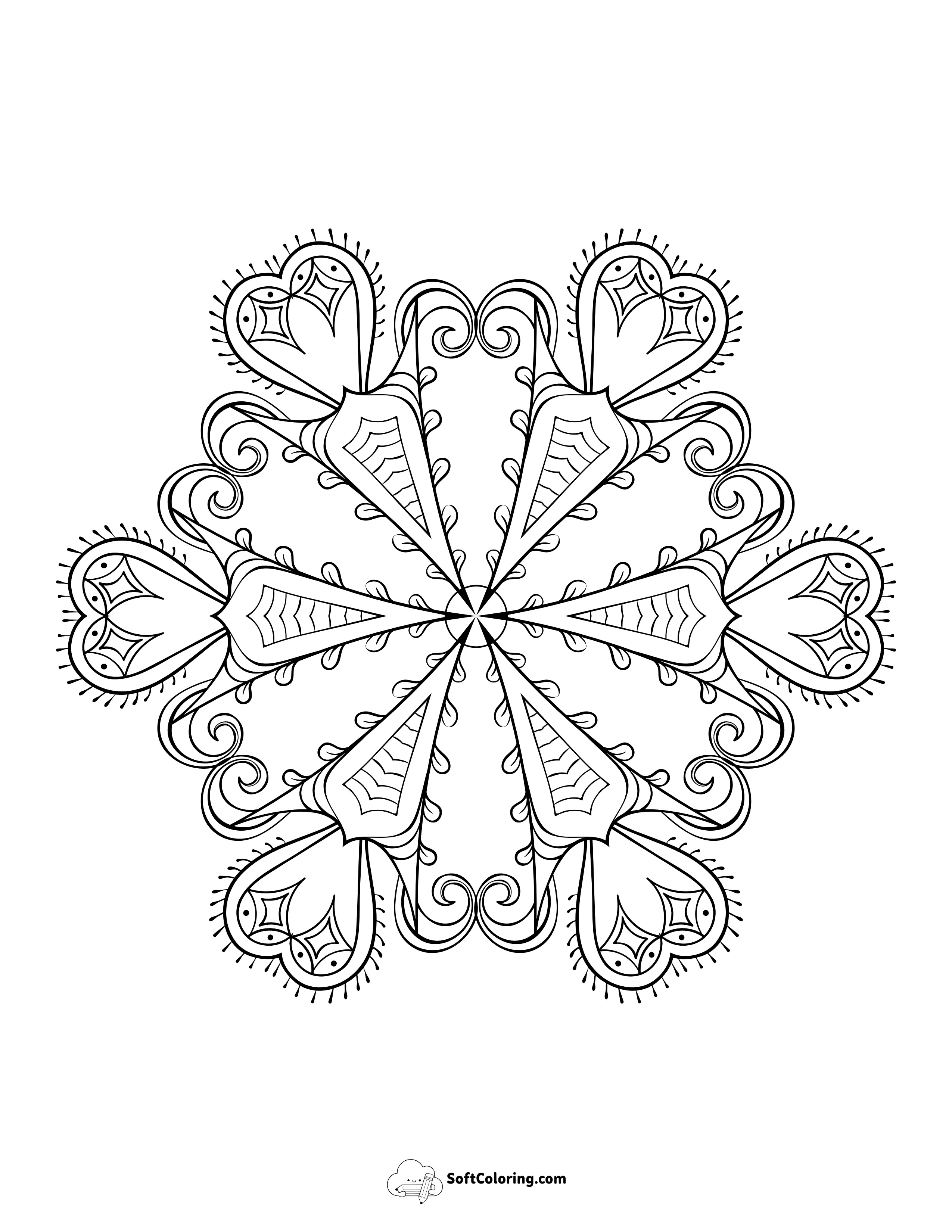 Detailed Snowflake Coloring Page For Adults